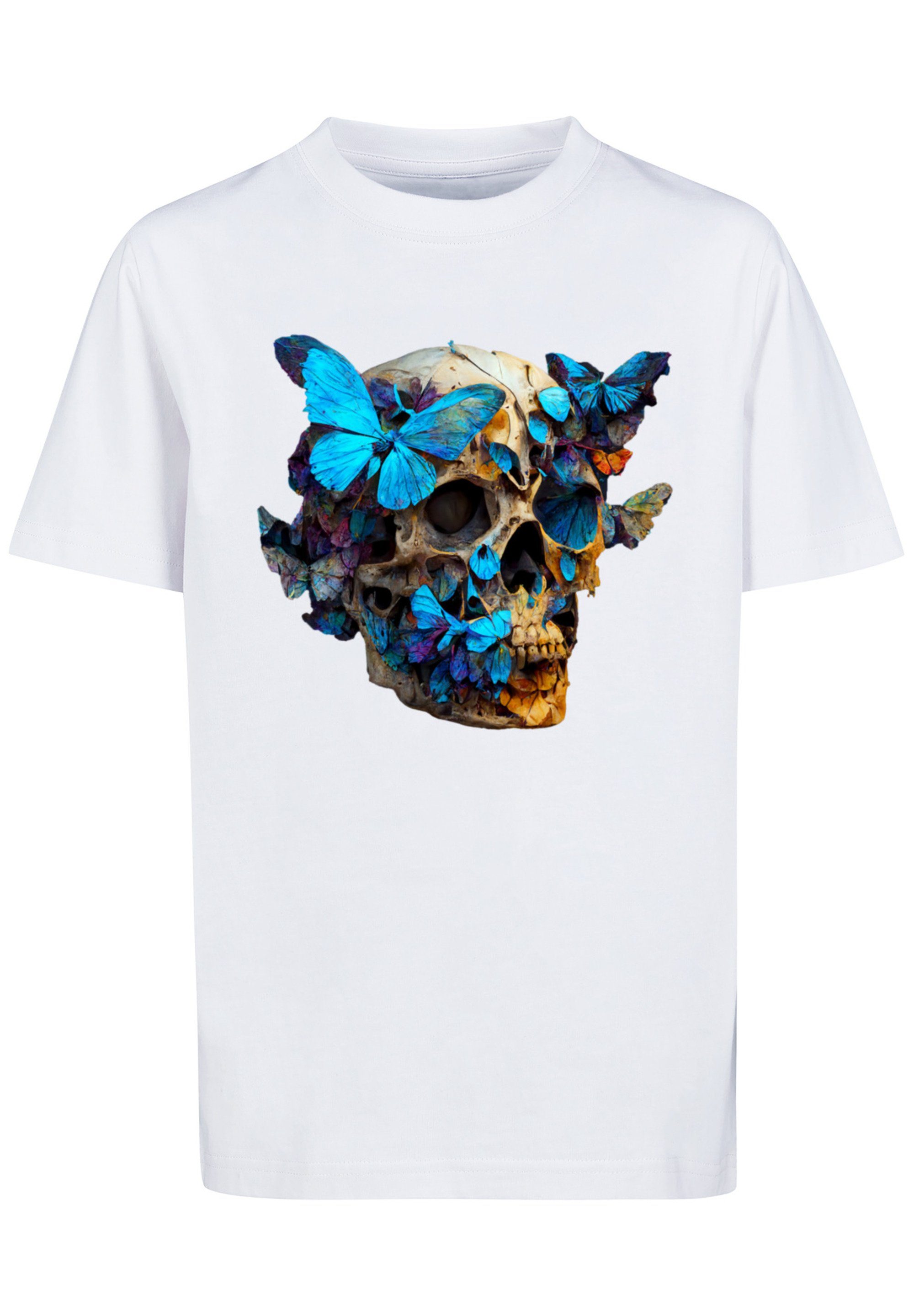 Print UNISEX weiß F4NT4STIC TEE Skull T-Shirt Schmetterling
