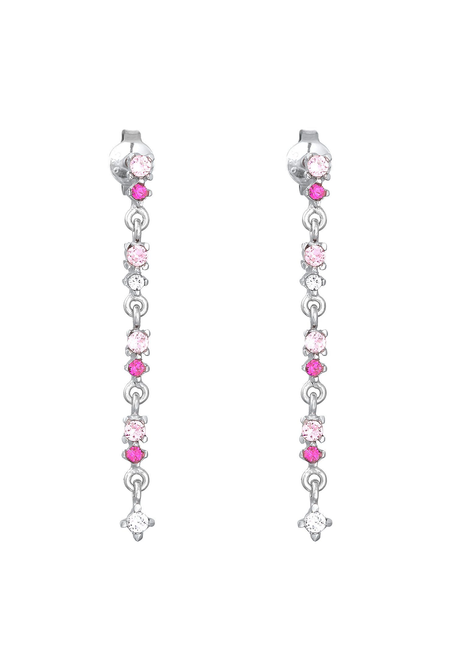 Elli Rose Silber Kristall 925 Paar Ohrstecker Ohrhänger Pink