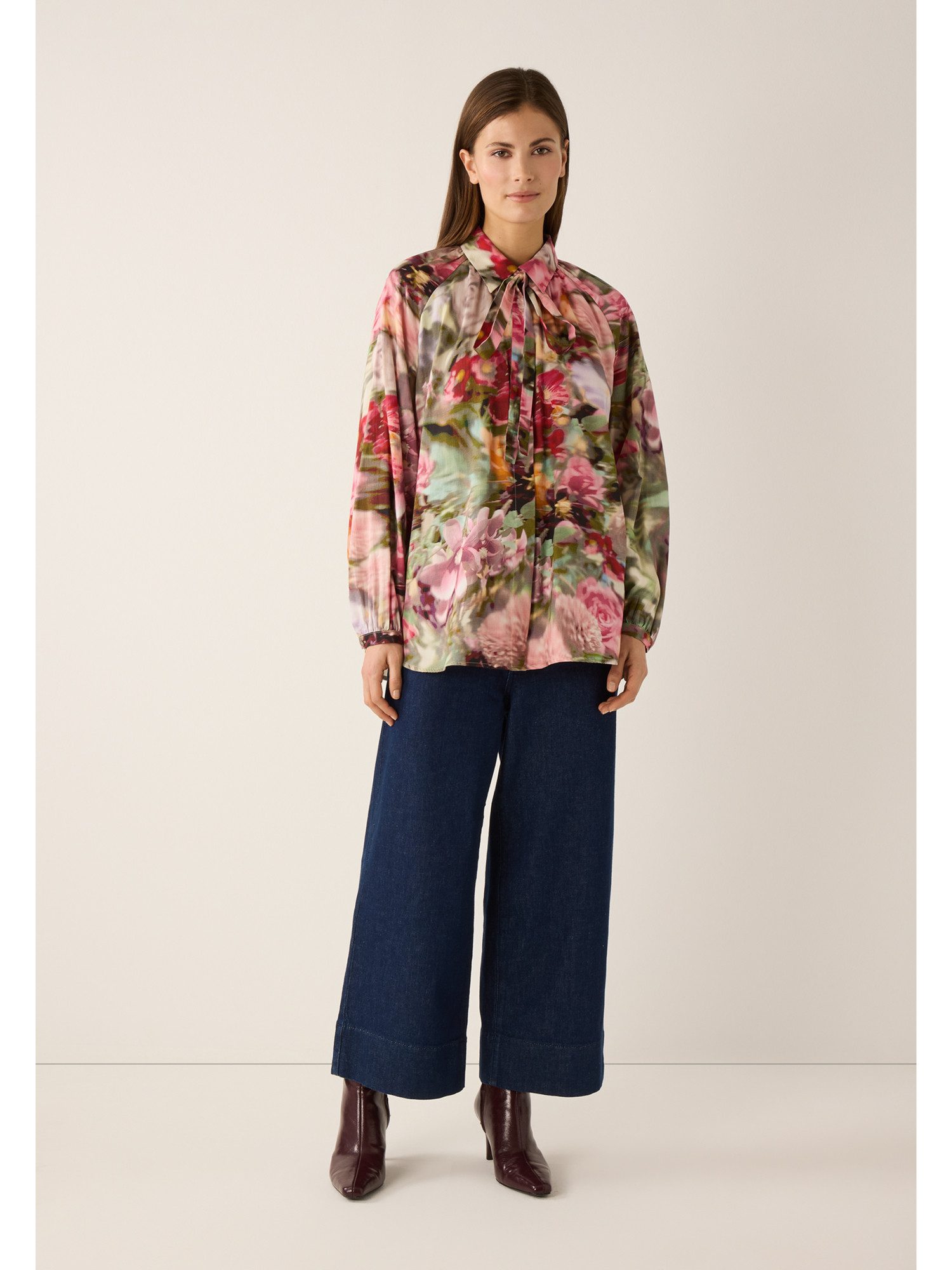 MORE&MORE Klassische Bluse weite Schluppenbluse mit Print