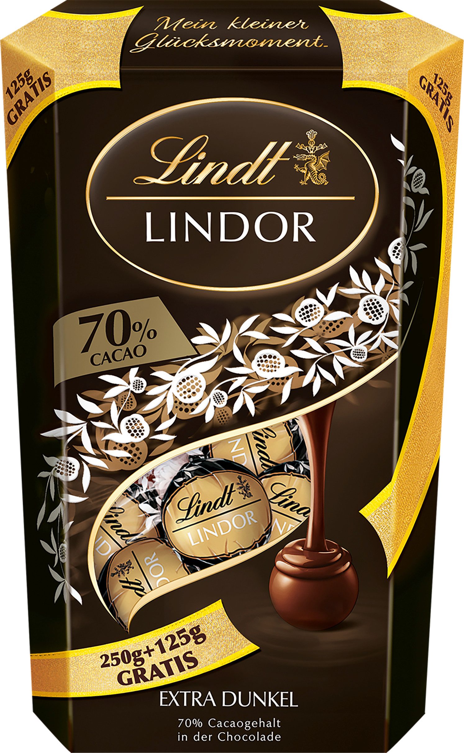 Lindt LINDOR Schokolade Cornet 70% Kakao 375g Dunkle Schokolade Kugeln Geschenk Pralinen