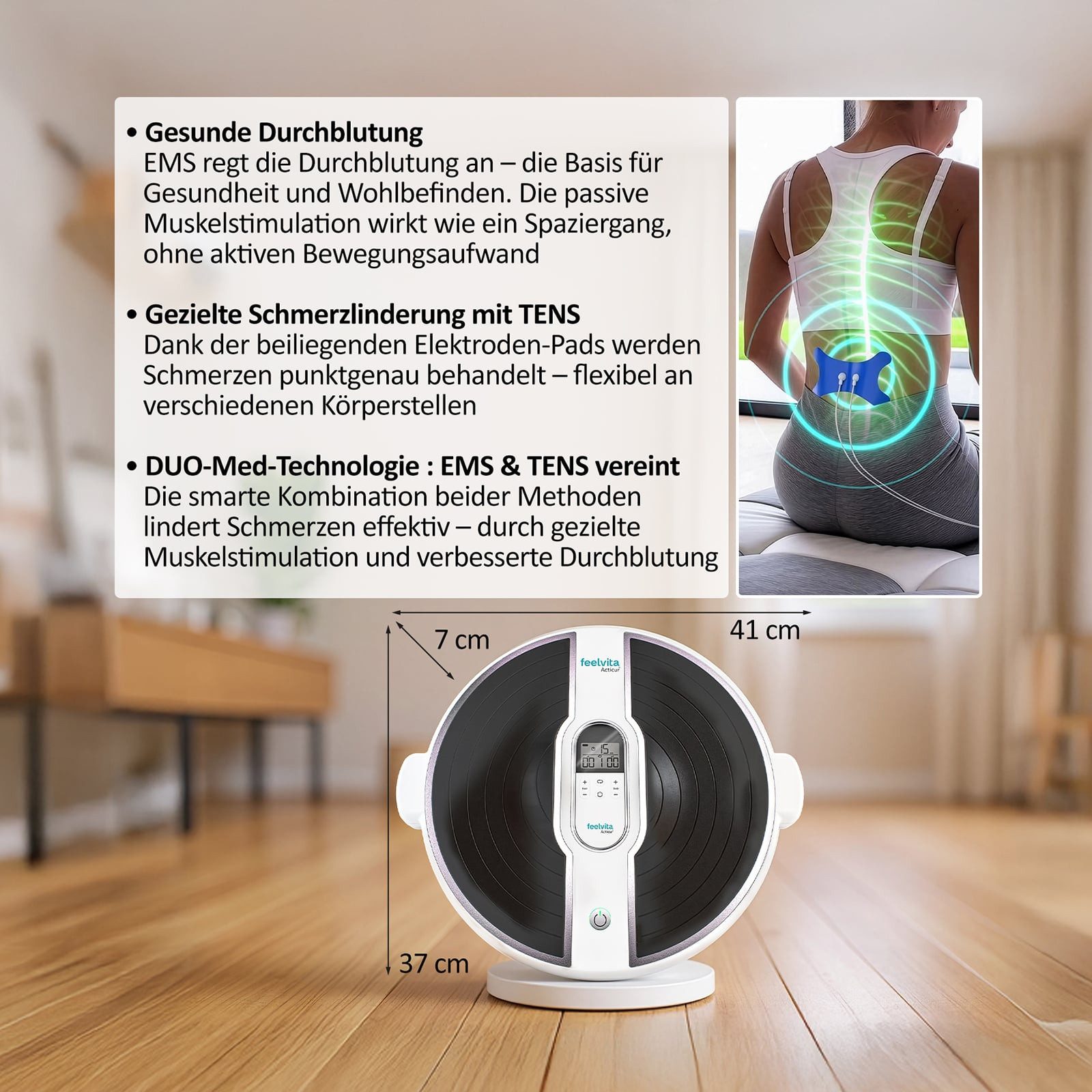 Genius Fußmassagegerät Feelvita Acticur Set 15-tlg. EMS & TENS Gerät, Verbesserung Der Durchblutung