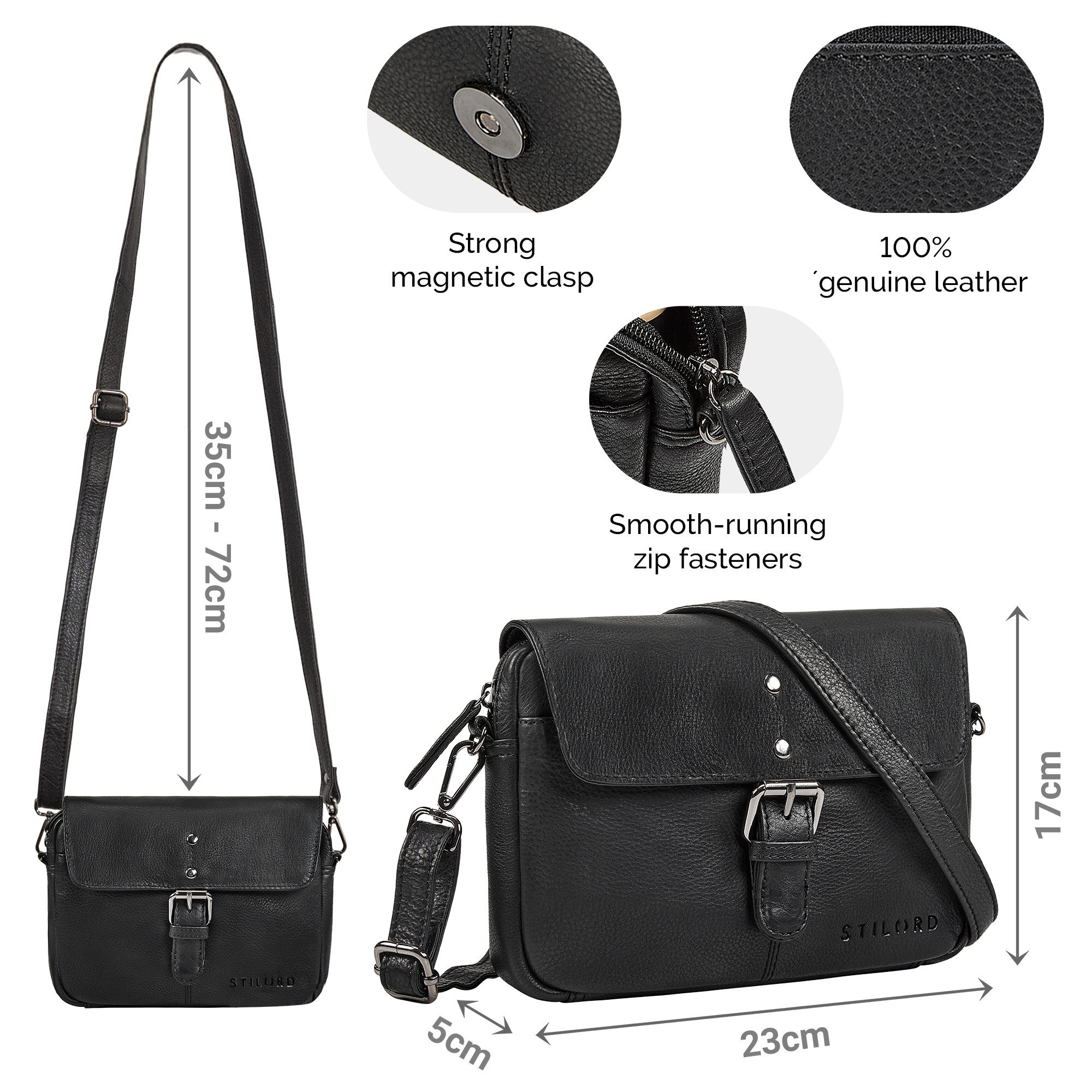 STILORD Handtasche "Belle" Elegante Umhängetasche Damen klein Leder Abendtasche