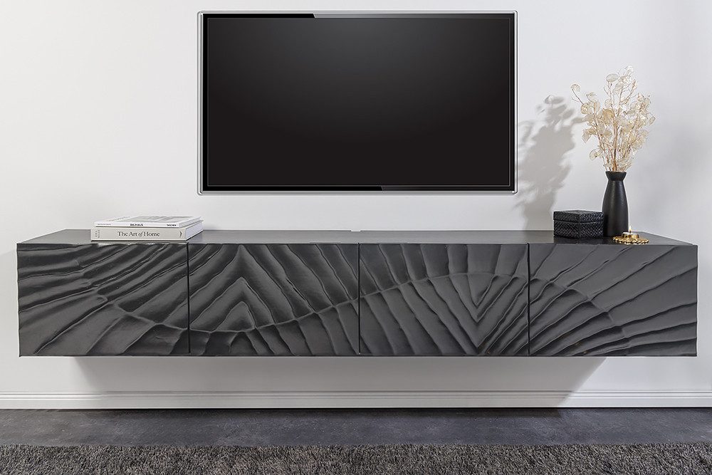 riess-ambiente Lowboard SCORPION 200cm schwarz (Einzelartikel, 1 St), Wohnzimmer · Massivholz · Mango · TV-Schrank · hängend · Industrial
