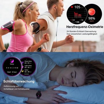 Manike G87 Smartwatch (4,3 cm/1,69'' HD Voll Touchscreen Zoll) Spar - Set, mit wechselband aus weichem silikon ladenkabel, Herzfrequenzmesser, Analyse von EKG-Daten, Blutdruckmessgerät