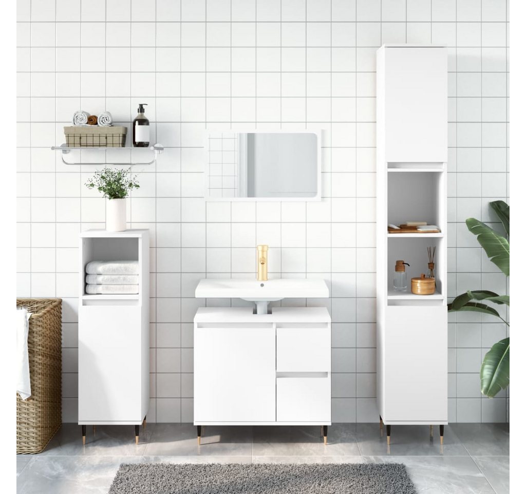 Thumbnail - vidaXL Waschtisch Badschrank Weiß 30x30x190 cm Spanplatte