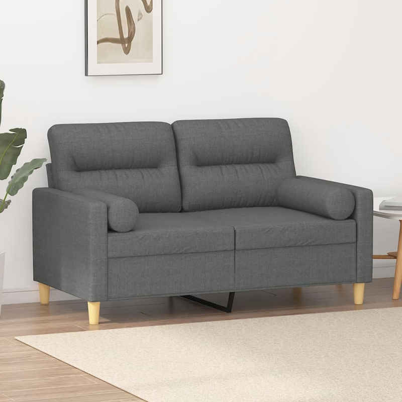 vidaXL Sofa 2-Sitzer-Sofa mit Zierkissen Dunkelgrau 120 cm Stoff