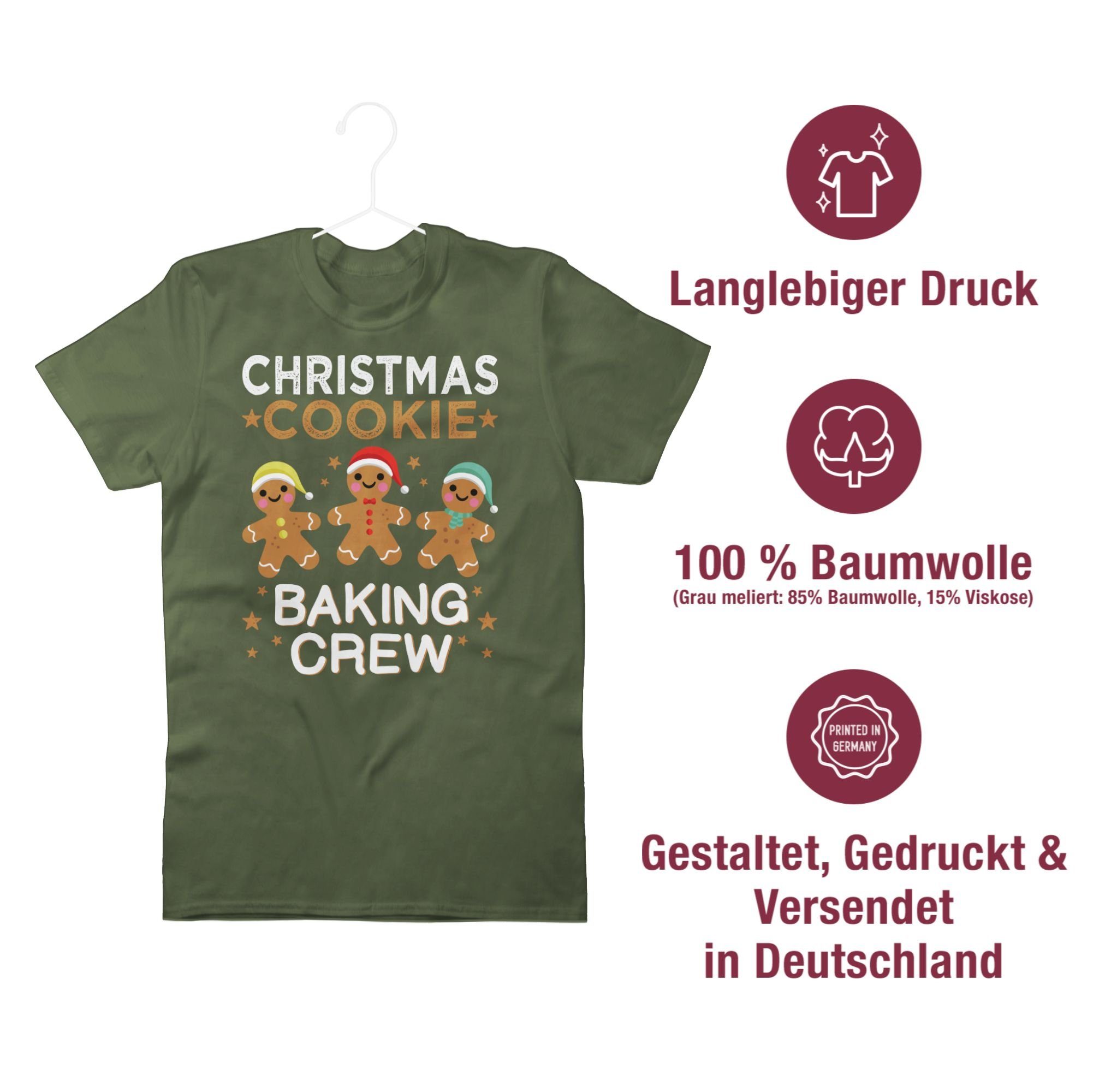 Shirtracer T-Shirt Christmas 2 Kleidung Weihachten Army Crew Lebkuchenmännchen Cookie Grün Baking