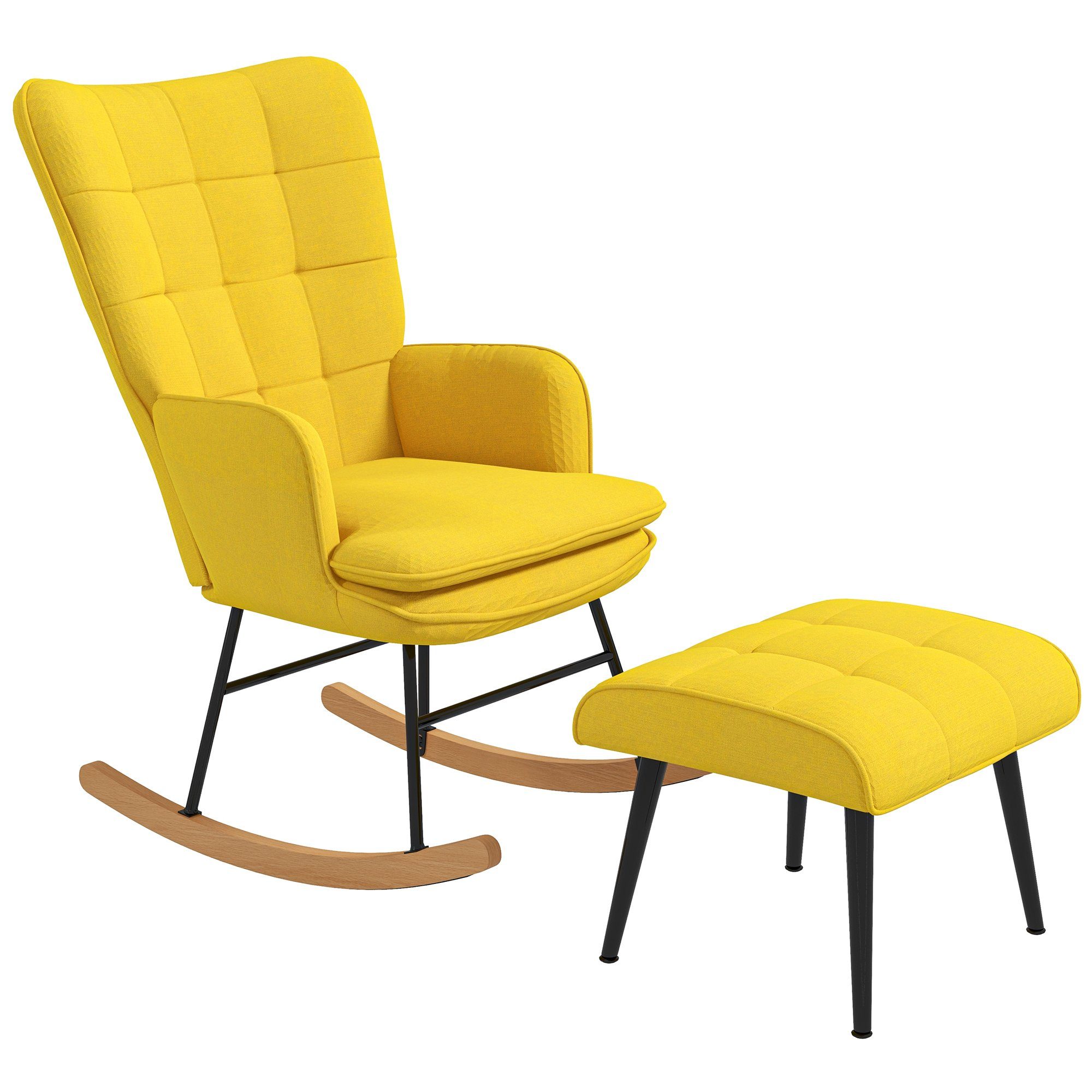 HOMCOM Schaukelsessel Schwingsessel, Wohnzimmerstuhl, mit Hocker