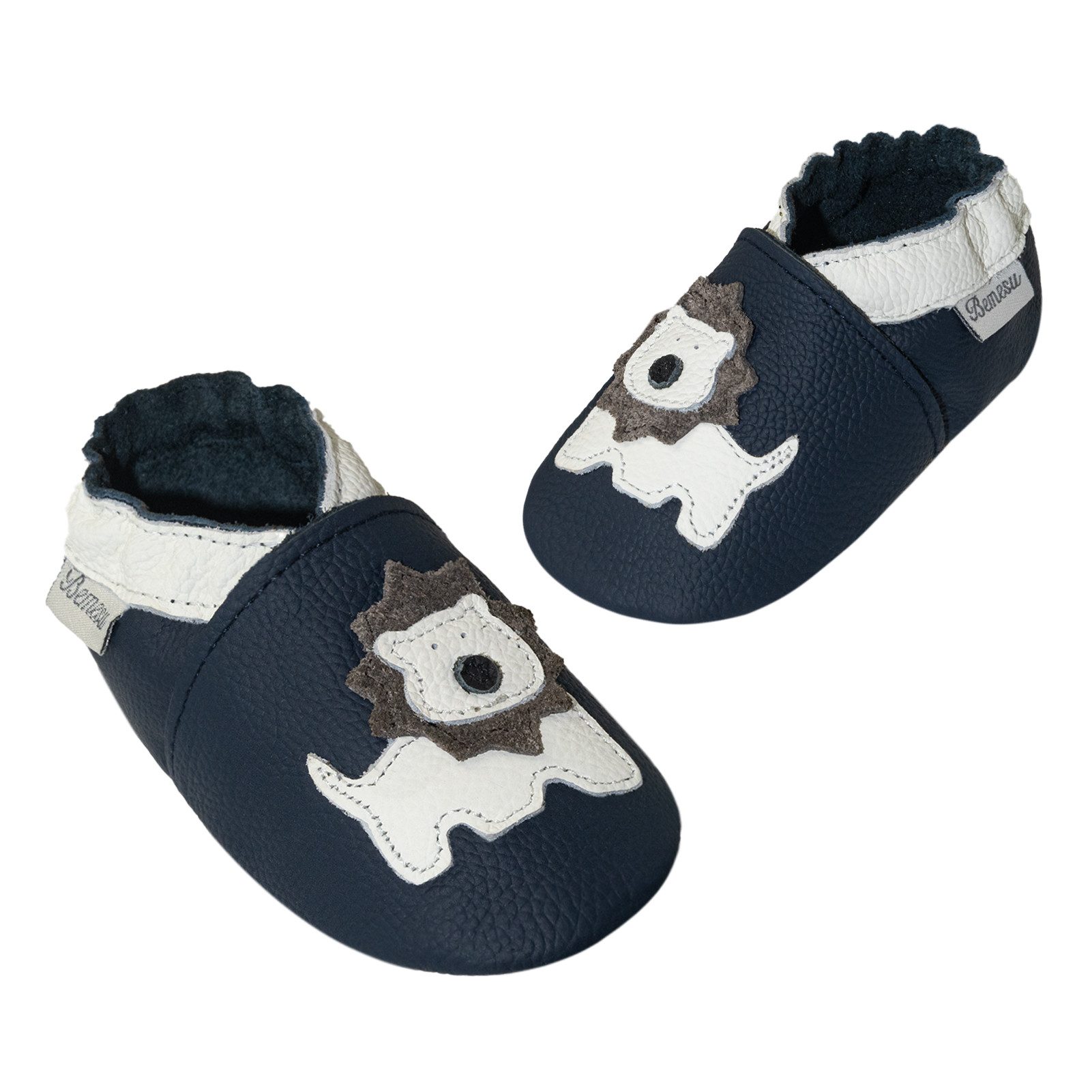 Bemesu Baby Leder Hausschuhe für Jungen Krabbelschuh aus 100% echtem Leder