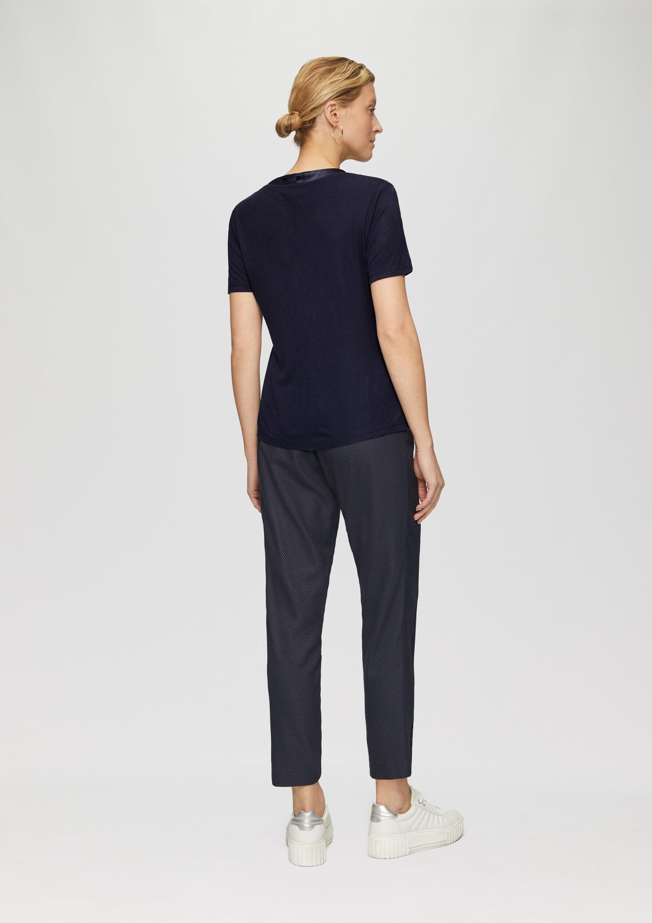s.Oliver Kurzarmshirt T-Shirt T-Shirt mit Satinausschnitt