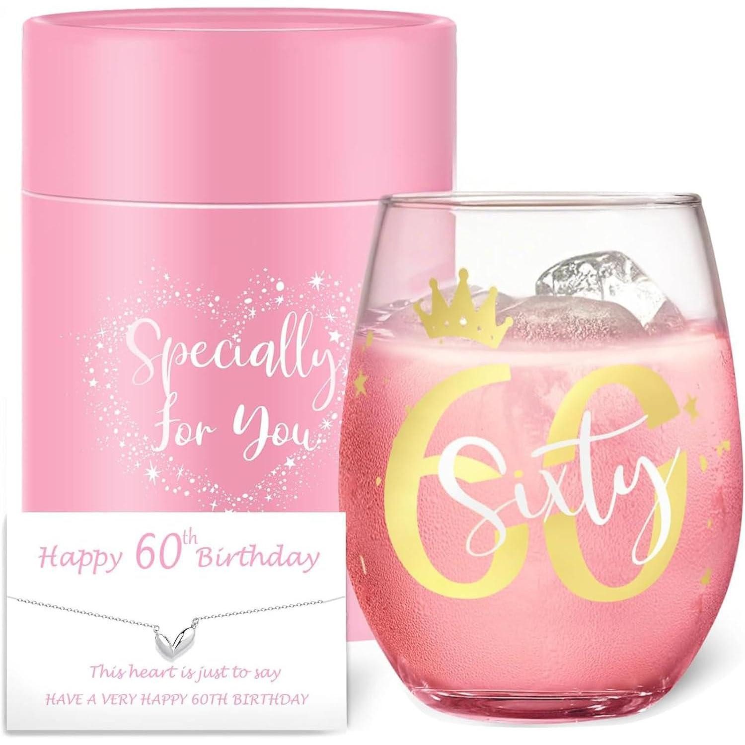 LuxusKollektion Weinglas Weinglas Geschenk 60 Geburtstag Frau Ruhestand Hochzeitstag 60 Jahre