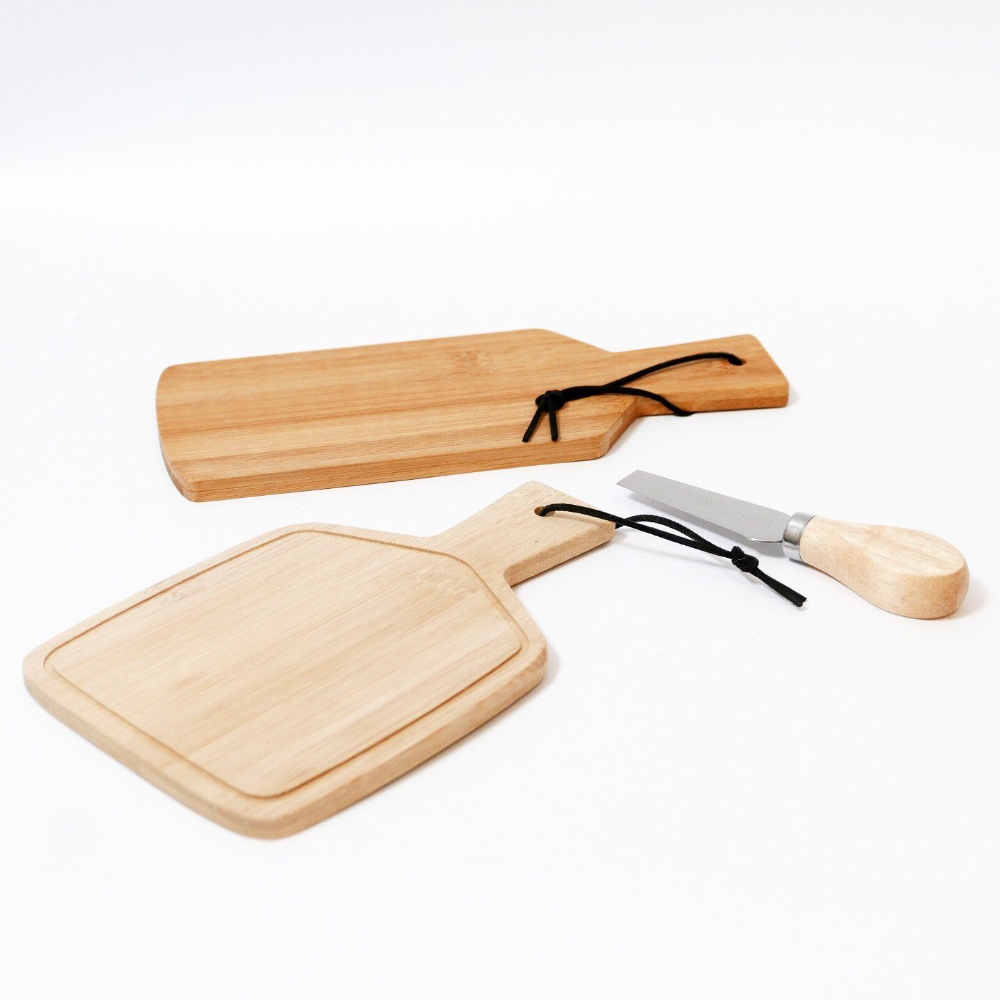 B&S Käsebrett Käsebrett Käsebrett Servierplatte Holz Set 2 Brettchen mit  Käsemesser, Holz