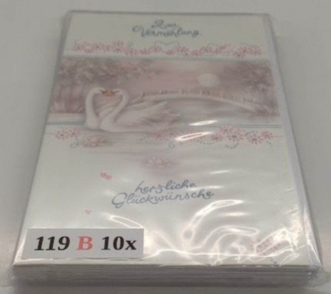 LYSCO Grußkarten 10 Glückwunschkarten Glückwunsch Hochzeit + DIN A6 Umschlag, Ehe Karte Geschenk Vermählung Feier, 4seitig - klappbar