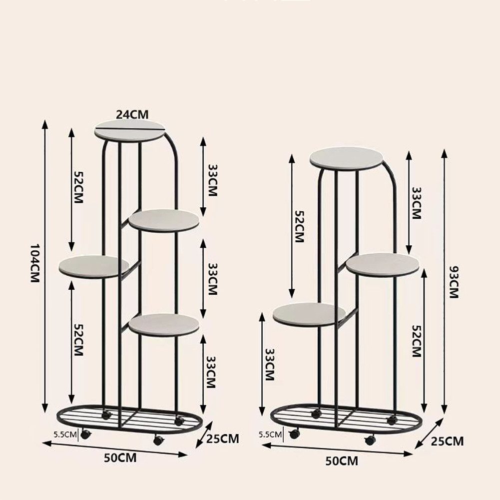 GarveeMore Blumenständer Pflanzenregal Blumentopfhalter Schmiedeeisen Ecke mehrere PflanzerRack, Organizer mit Rädern Pflanzenregale für Zimmer Eckbalkon GartenTerrass