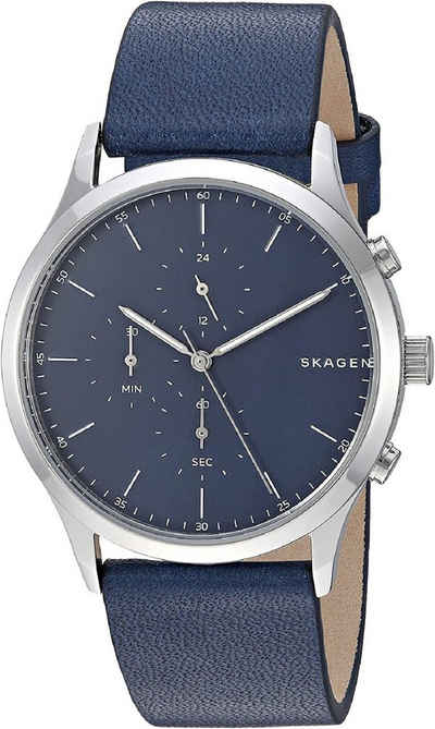 Skagen Chronograph, Chronograph Quarz Uhr mit Leder Armband SKW6475