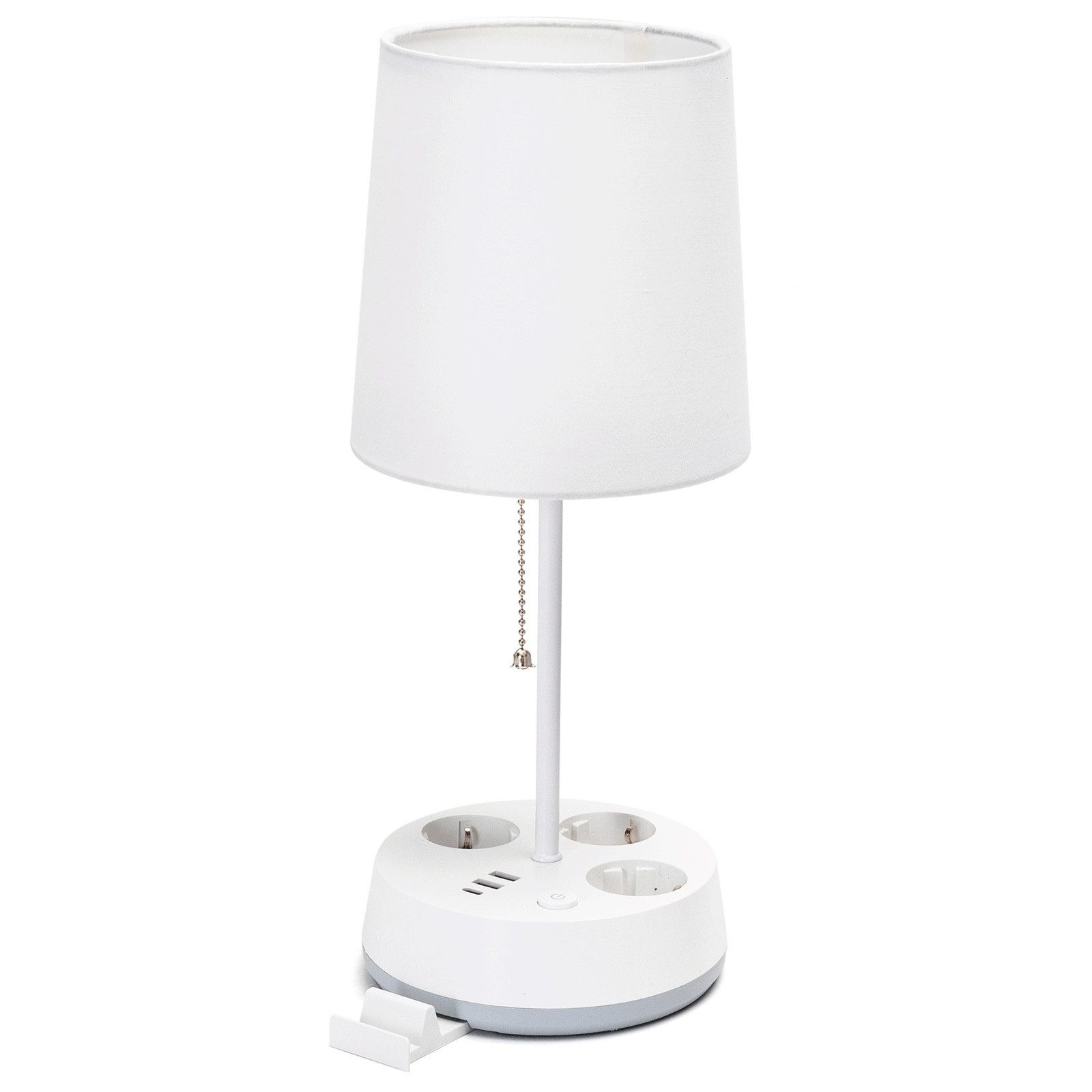 Aigostar Steckdosenleuchte mit usb & typ-c, Stoffschirm, Tischlampe mit Steckdose,Weiß
