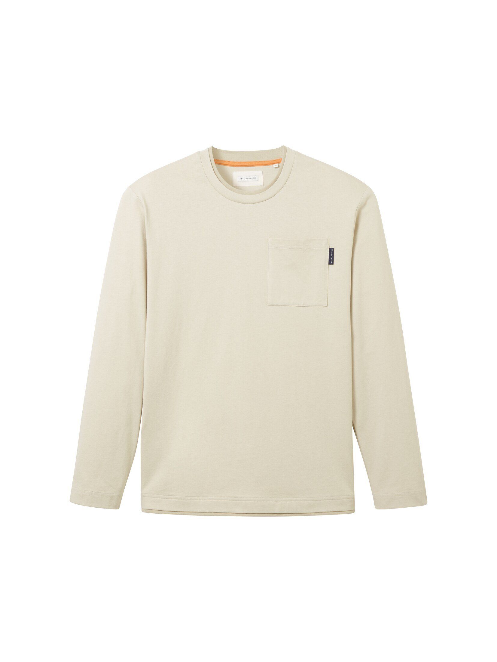 T-Shirt beige TAILOR mit TOM Brusttasche Langarmshirt alfalfa