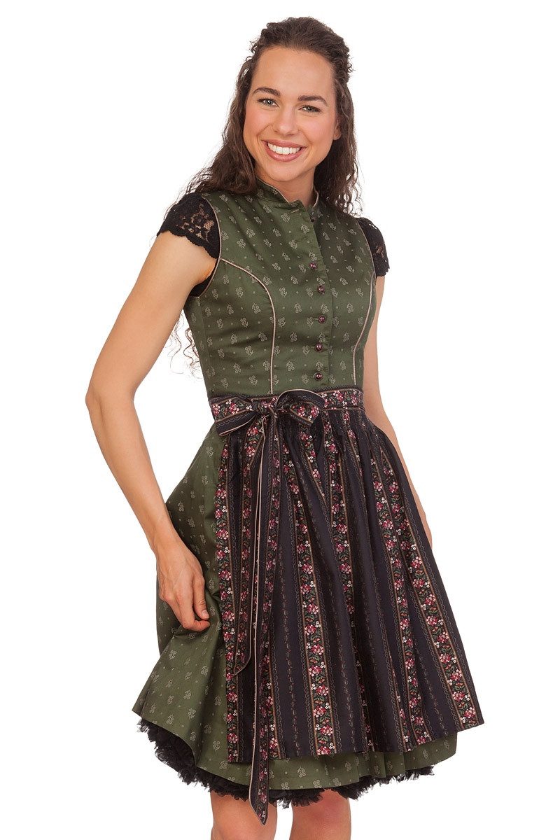 Alpenfee Tracht Dirndl Midi Dirndl 2tlg. - BONNIE - dunkelgrün