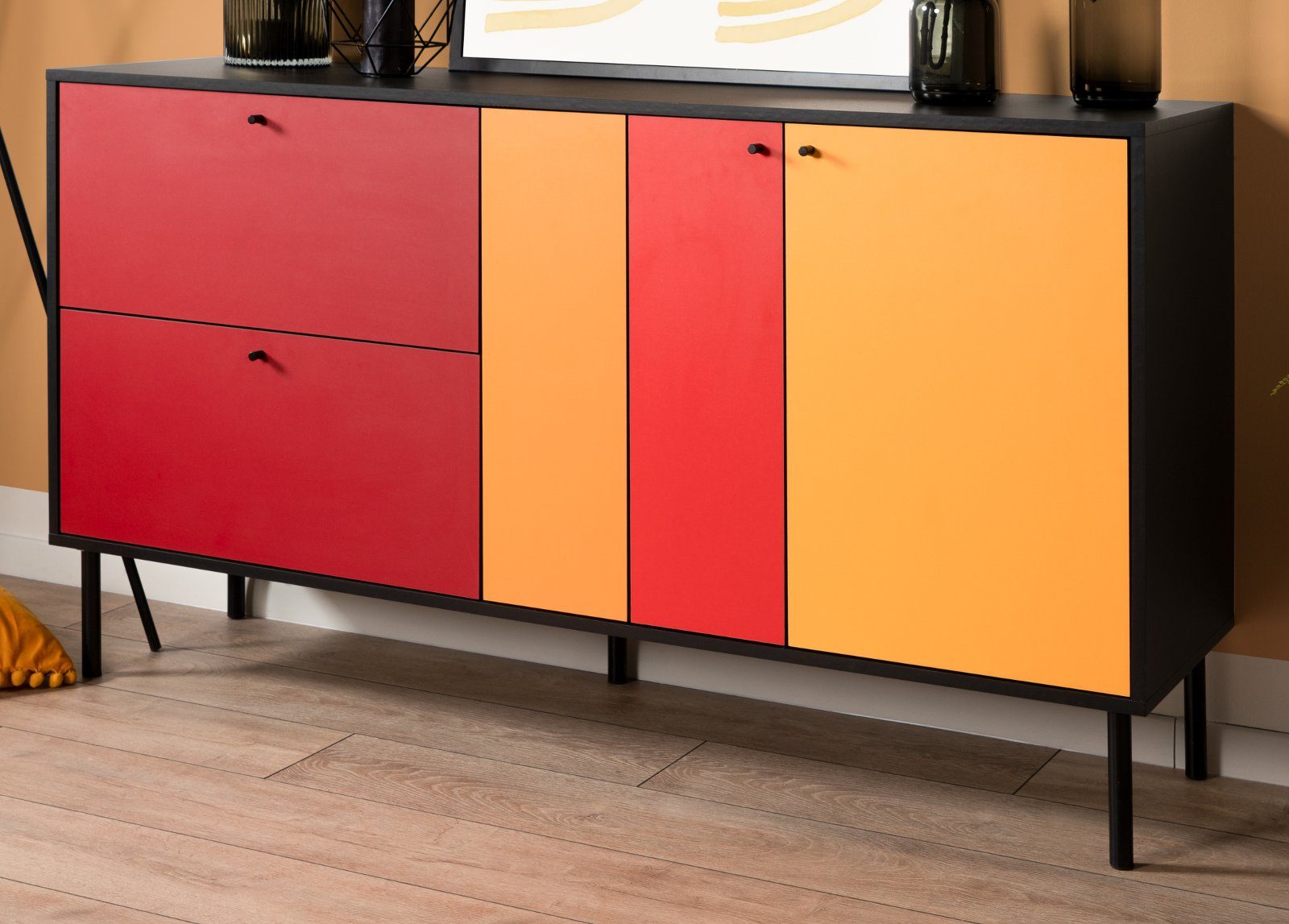 Finori Sideboard Lucca (Kommode im Retro-Design, BxH ca. 146 x 81 cm),  Multi-Color, mit Soft-Close