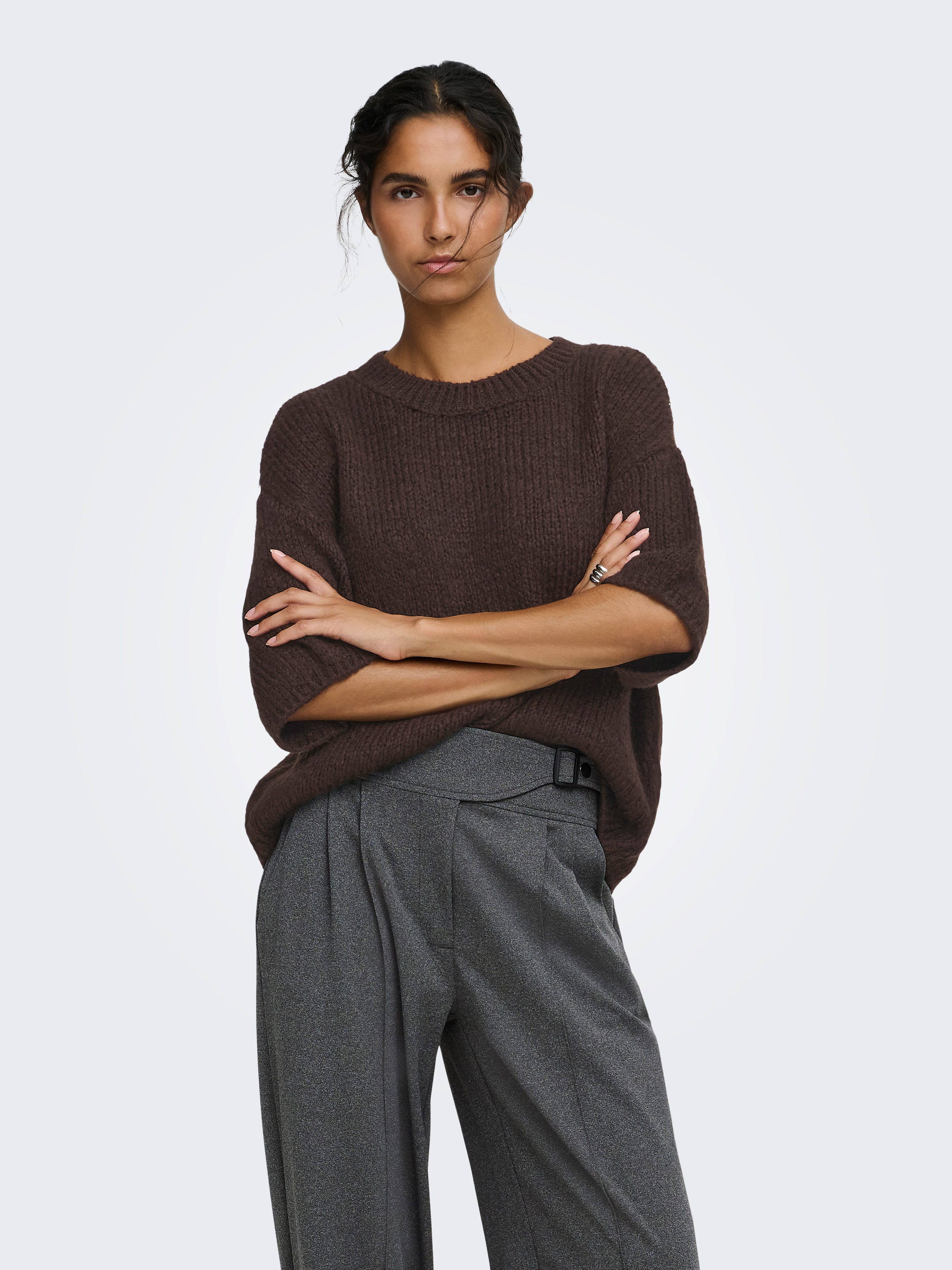 JDY Strickpullover JDYDICTE S/S PULL O-NECK KNT NOOS Kunstfaser, knit fit