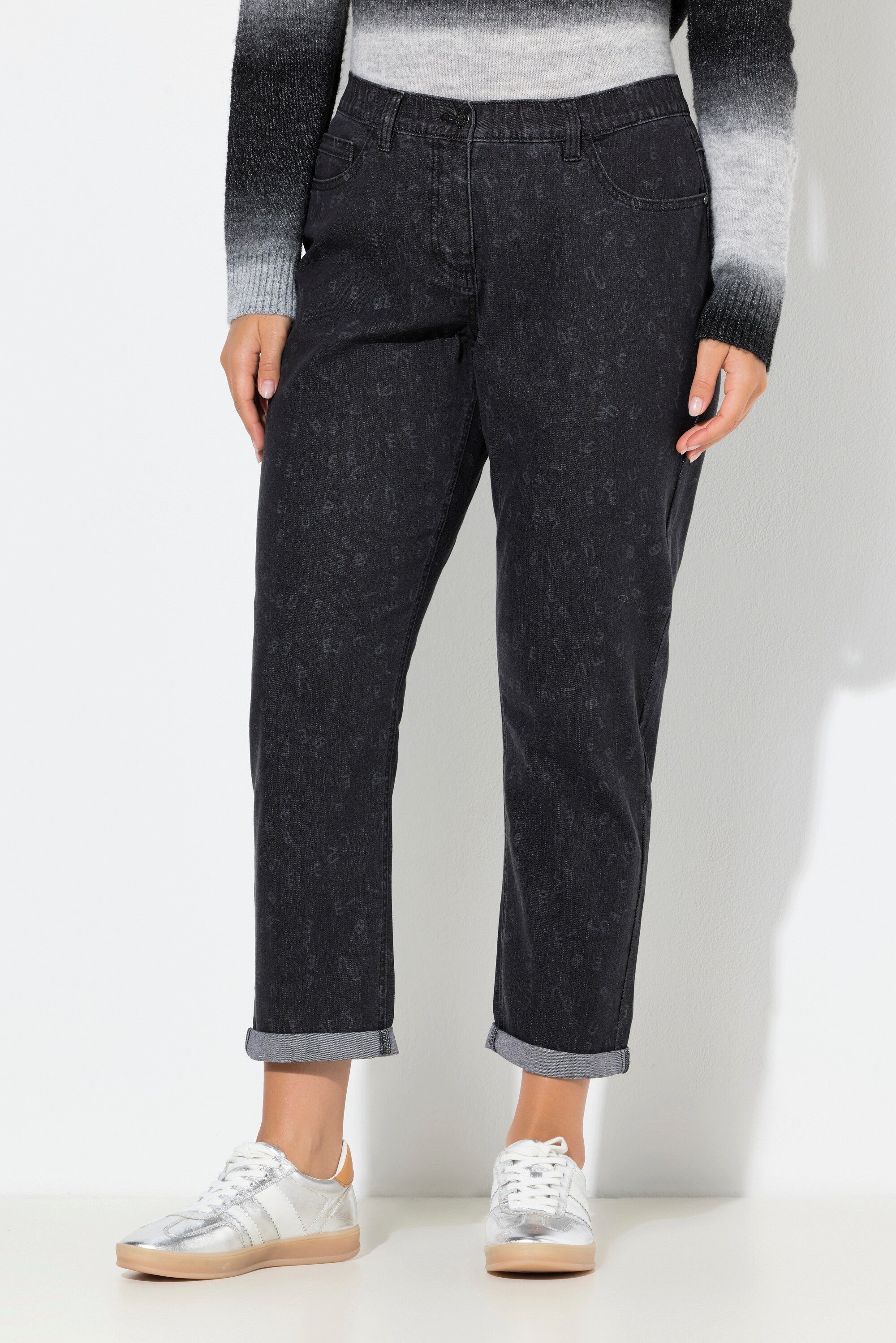 Ulla Popken Regular-fit-Jeans Boyfriend-Jeans Buchstaben 5-Pocket-Hose