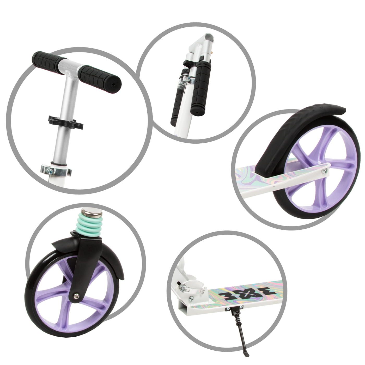 COIL Cityroller Kinderoller, Scooter, Faltbarer, Kinderscooter, Höhenverstellbar, 15 km/h, ABEC-7-Lager, Räder mit 20 cm Durchmesser, klappbares Bein, Fußbremse