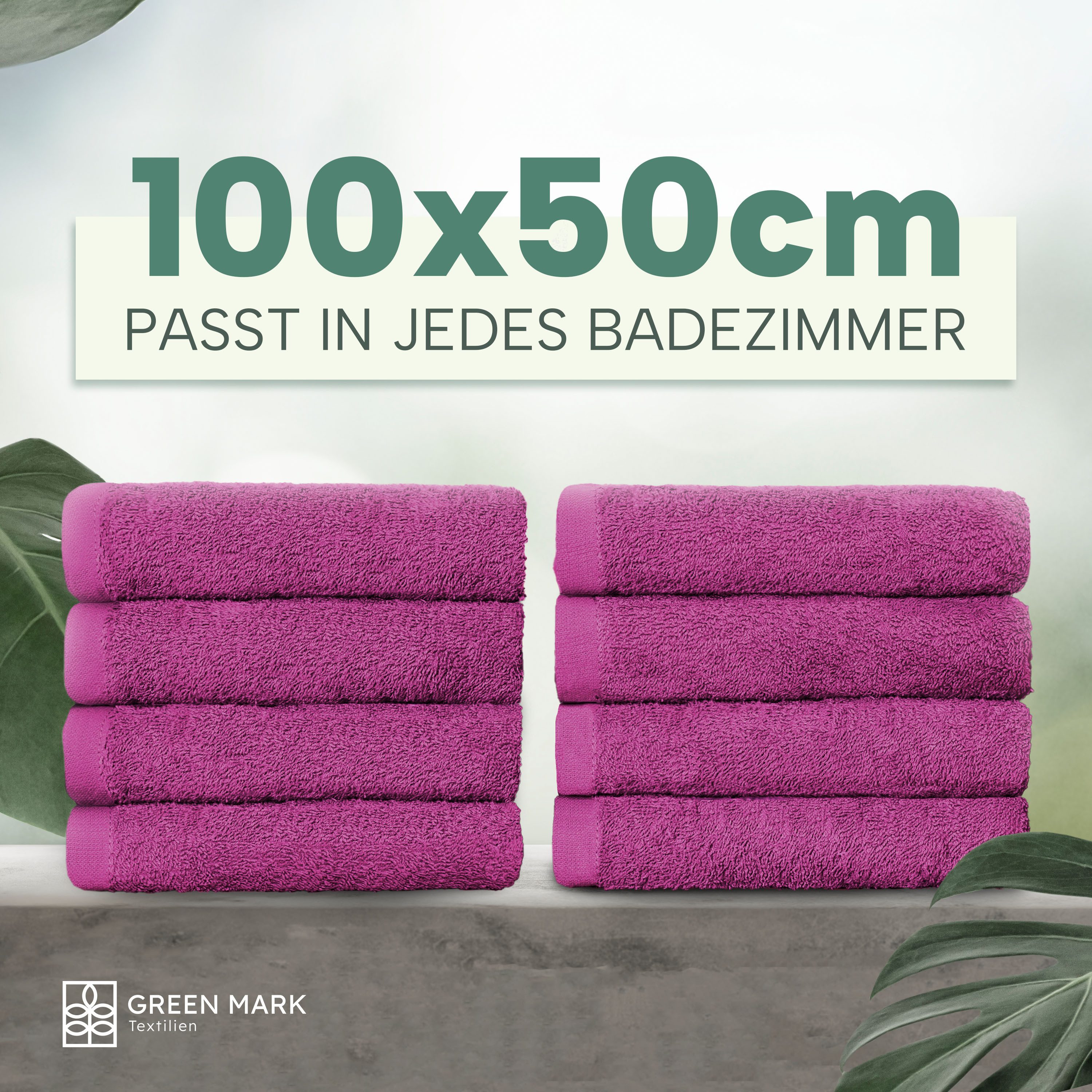 NatureMark Handtücher 8er-Sparpack Handtücher 50x100cm, Baumwolle (8-St), 8X Handtücher, 100% Baumwolle, Pink, 50 x 100cm – Bild 3 von 5