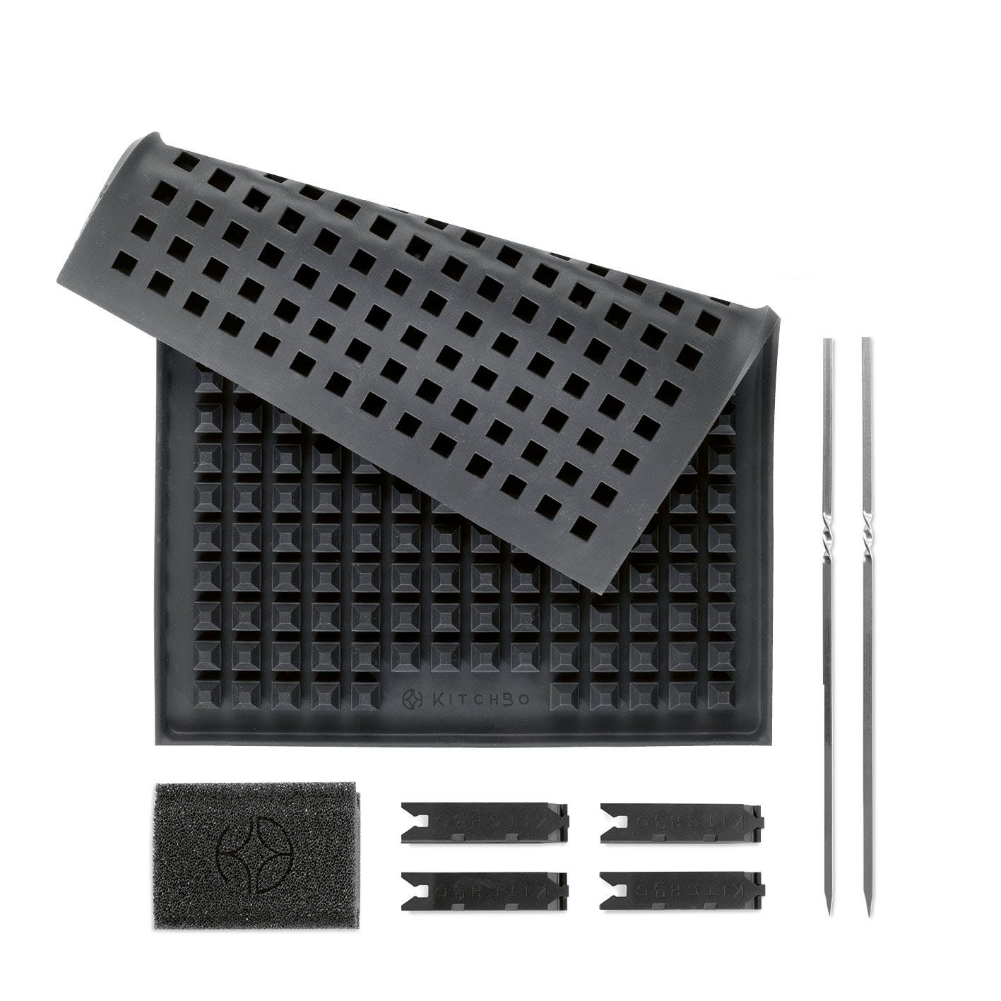 KITCHBO Backmatte Silikon Starter Set inkl., (6-tlg), 2 Spieße, 4 Steine, 1 Schwamm