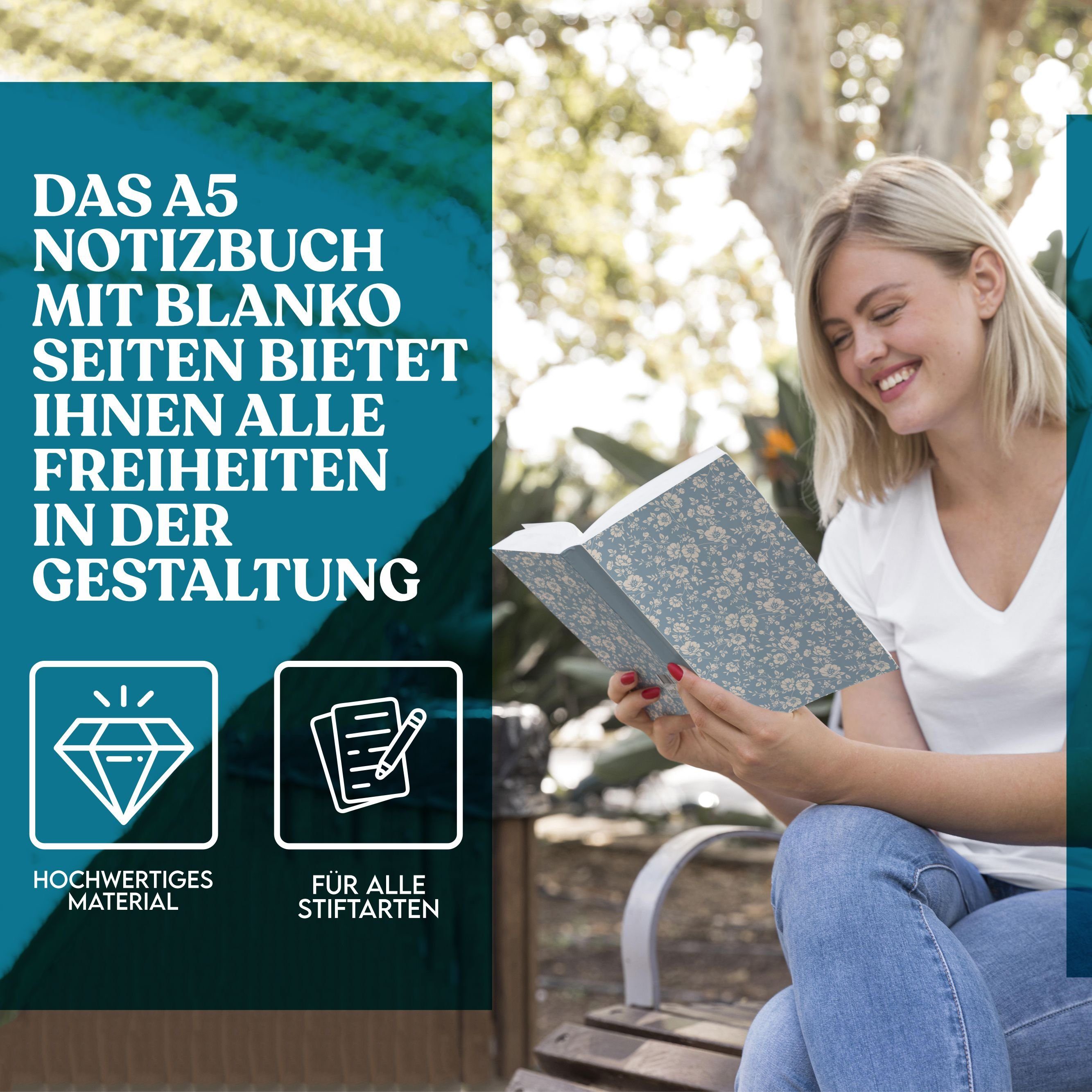 & edles EU-Ecolabel Hardcover, Papier, LifeDesign "Trentino" inkl. Fadenbindung, A5 Notizbuch zertifizert Skizzenbuch FSC- DIN Lesezeichen,