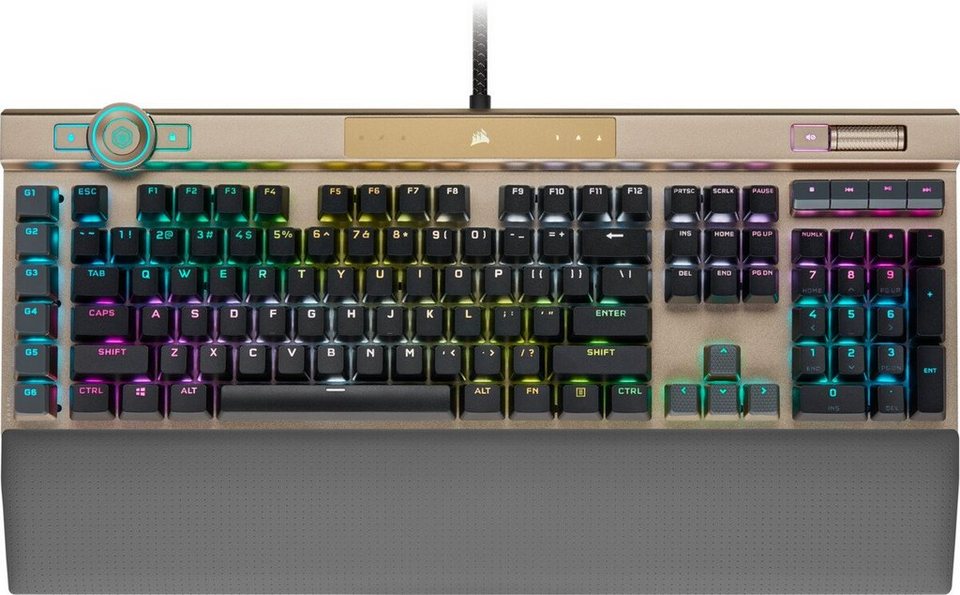 Corsair K100 RGB Optisch-mechanische Gaming-Tastatur gold/schwarz Gaming- Tastatur