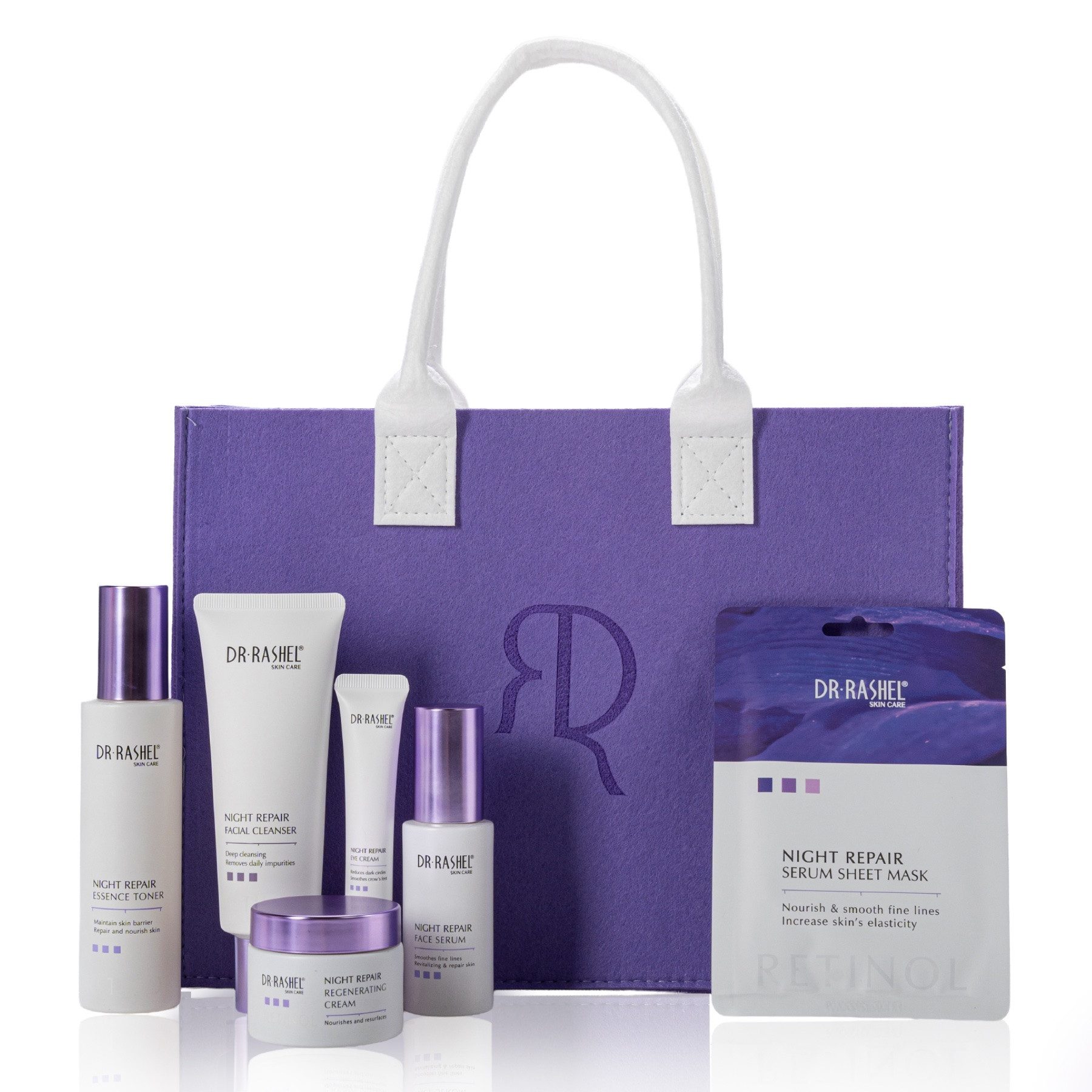 DR RASHEL Gesichtspflege-Set Retinol Anti-Falten Gesichtspflege Set Serum Cream Cleanser Toner, 15-tlg., Gesichtspflege, Hautpflege, Toner, Retinol, DR.RASHEL