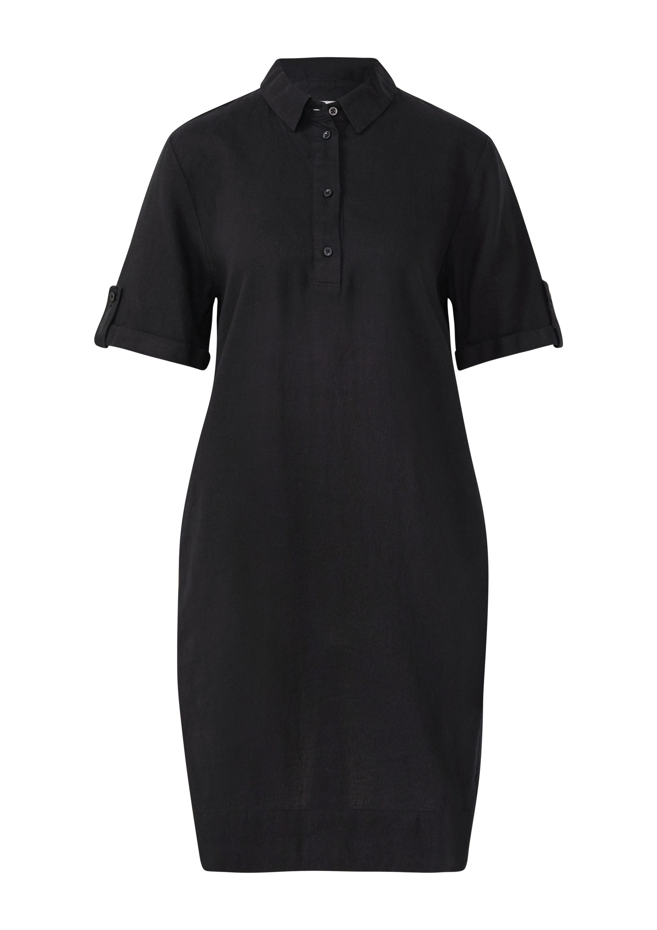 comma Minikleid Kleid Ausgestelltes Kleid aus Leinenmix mit Hemdkragen