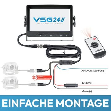 VSG24 7" Rückfahrsystem SMARTPLUS für Wohnmobile inkl. Monitor, 1x 154° Rückfahrkamera (IP68+ Kameraset mit Mikrofon, Nachtsicht, inkl. 20m Kabel 12-24V)