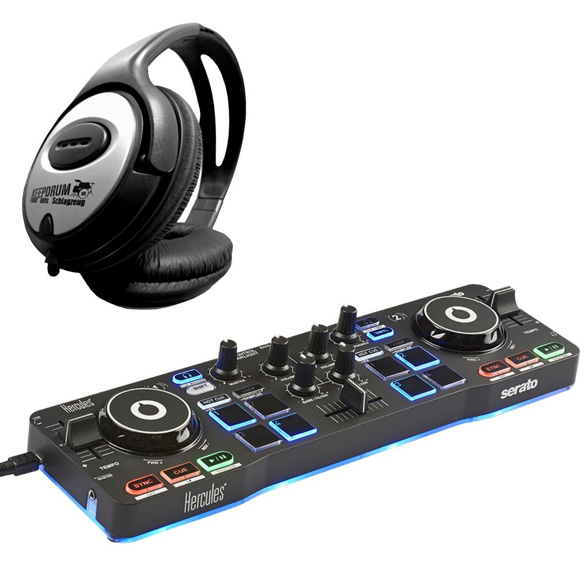 DJ Controller Hercules DJ Control Starlight mit Kopfhörer