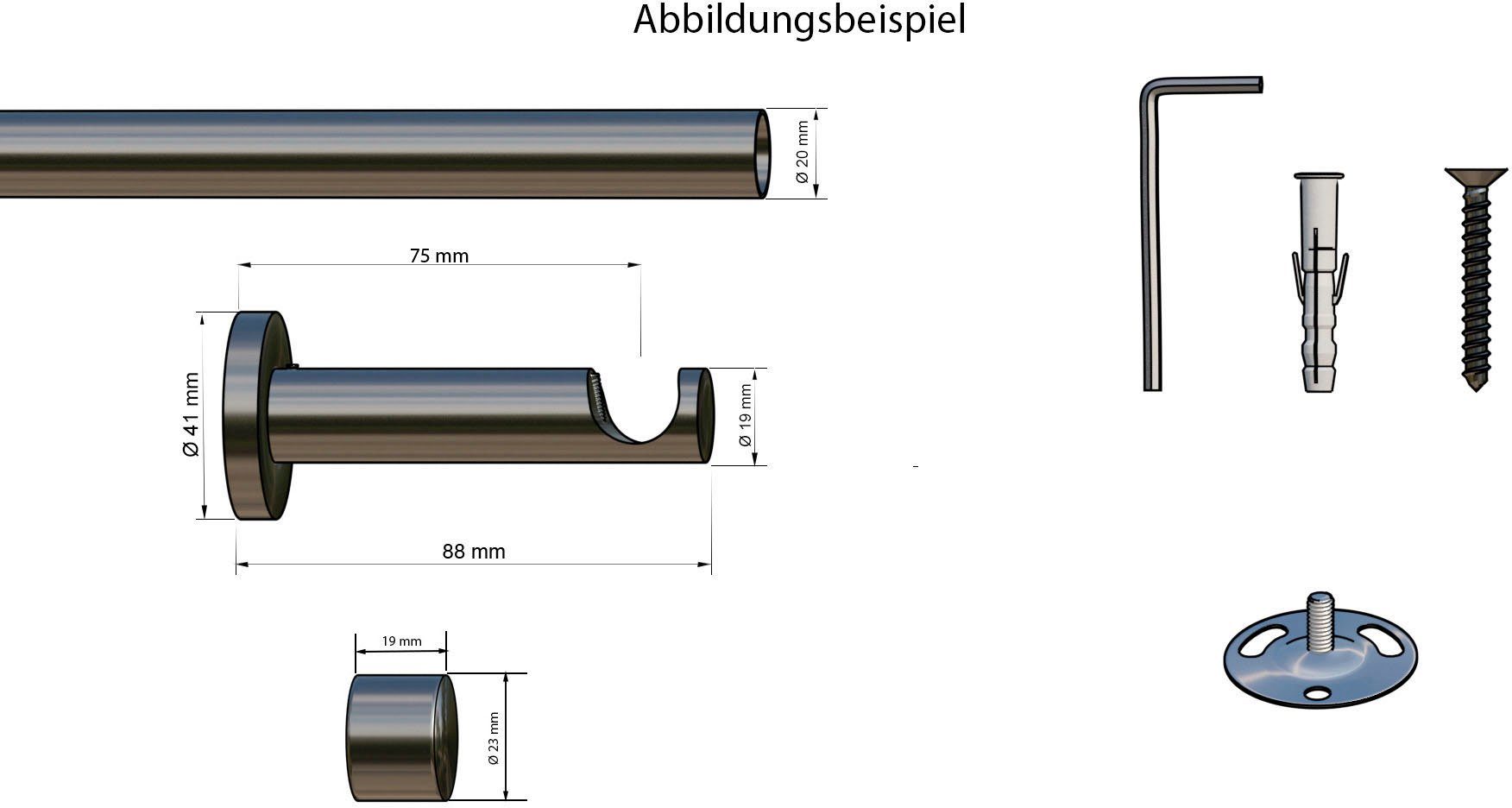 my mit Eisen Fixmaß, 1-läufig, Gardinenstange home, Bohren, Tanbul, verschraubt,