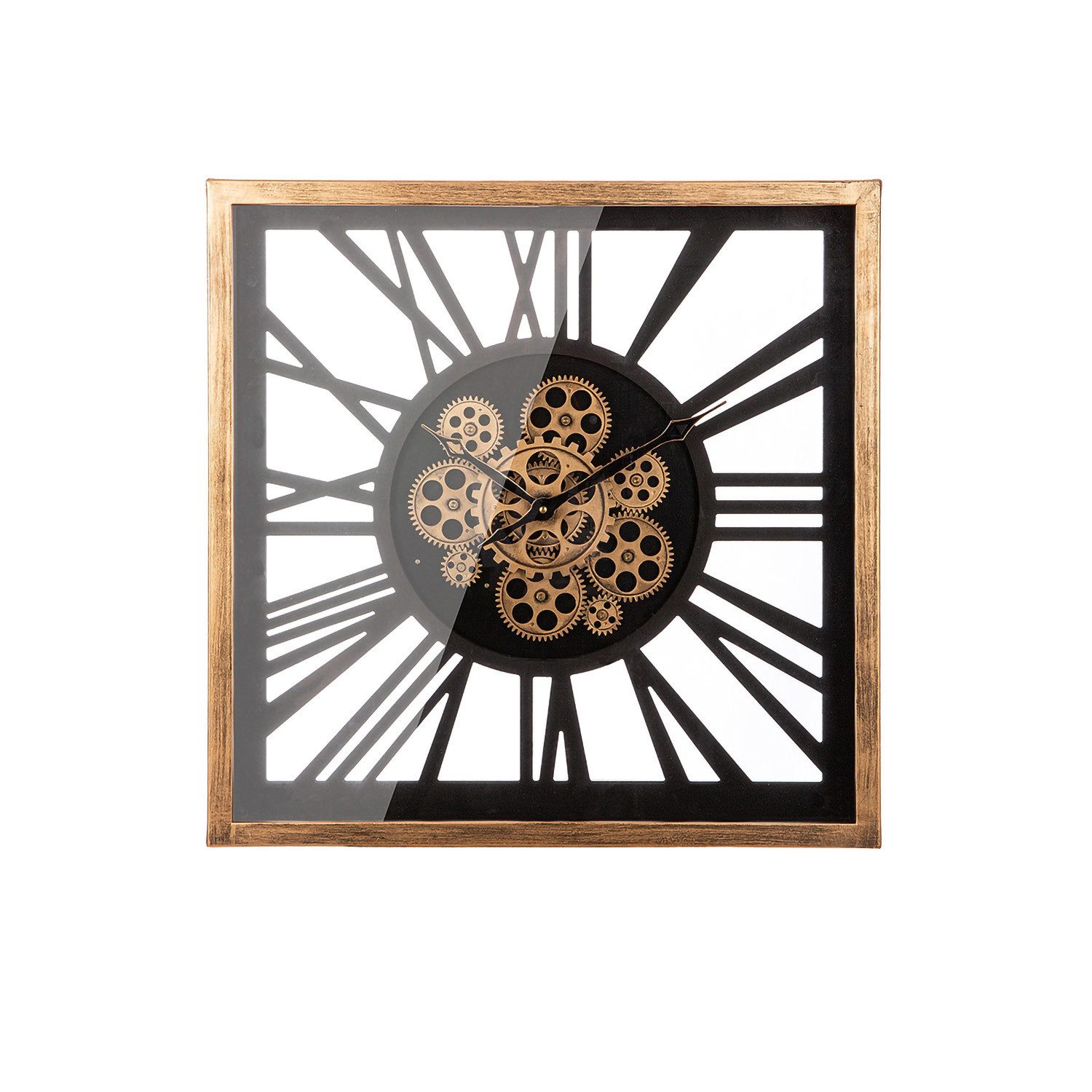 GILDE Wanduhr DENTE Wanduhr - gold, schwarz - Kunststoff, MDF, Metall - H. 54cm (Wanddekoration - Wohnzimmer - Uhr an der Wand)