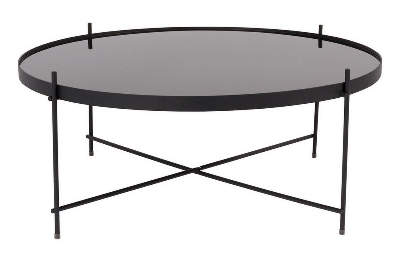 daslagerhaus living Couchtisch Couchtisch rund Metall Glas schwarz