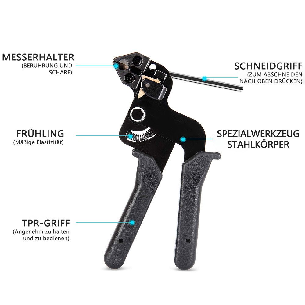 PODOFO Kabelbinder Kabelbinder Stahlbinder Spann-Schneid Werkzeug (1-St)