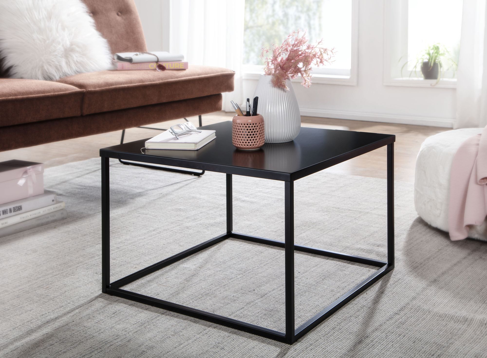 Wohnling Couchtisch WL6.603 60x60x40cm Metall Wohnzimmertisch Sofatisch Tisch Industria (60x60x40 cm, Sofatisch Industrial Design Schwarz), Wohnzimmertisch Kaff – Bild 3 von 5