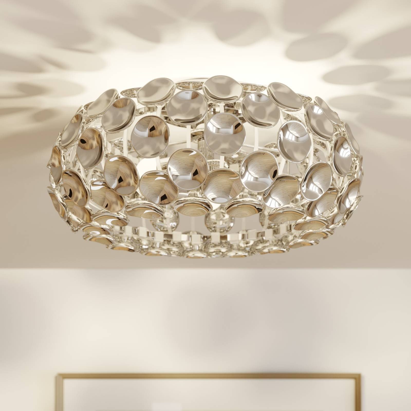 Lindby Deckenlampe Reza, Ø 48 cm, chromfarben, E14 günstig online kaufen