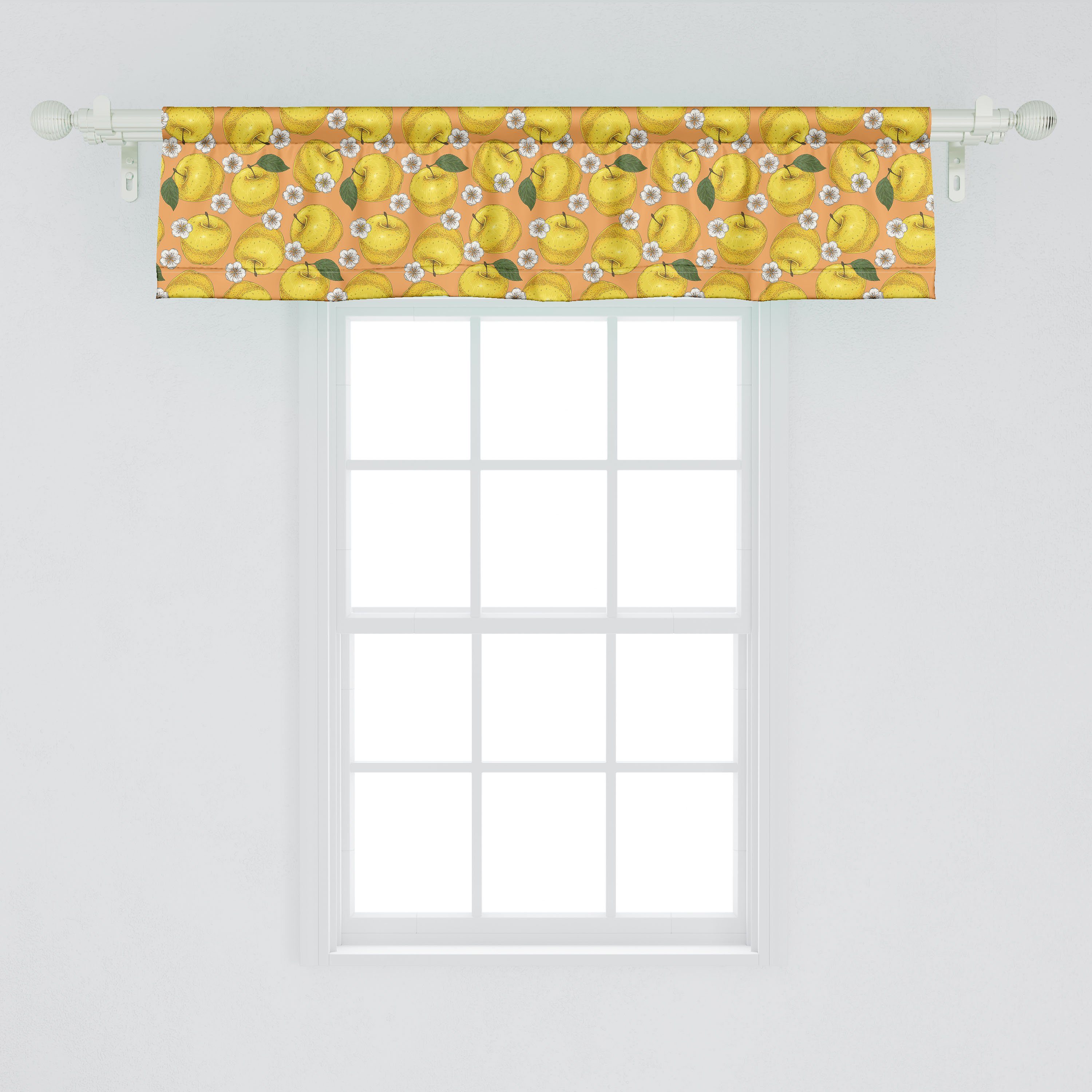 Schlafzimmer Microfaser, Volant Frühling Küche Garten Äpfel für Blüten Scheibengardine Abakuhaus, Vorhang und mit Dekor Stangentasche,