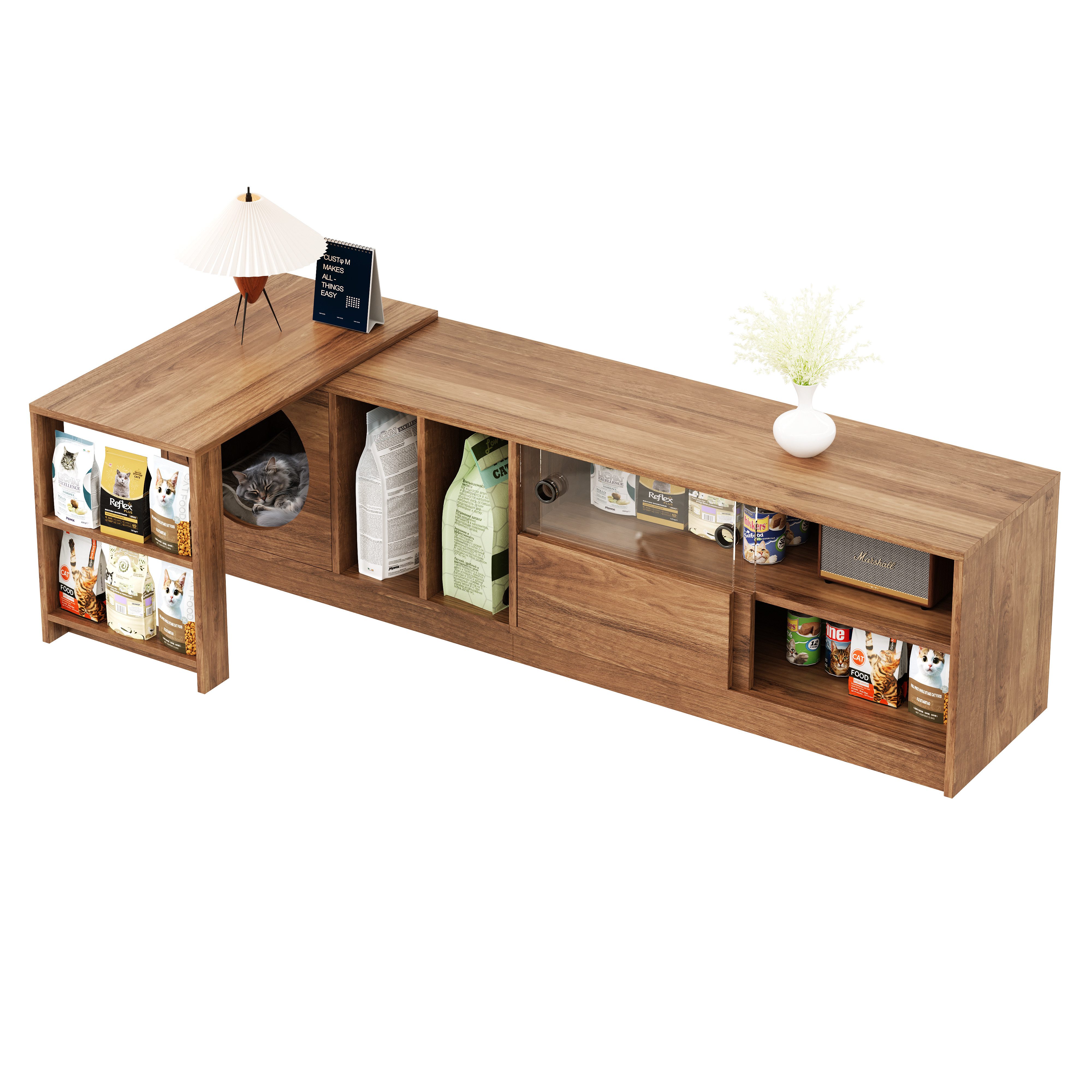 Flieks Lowboard mit drehbarer Tisch und Glas-Schiebetüren (180(80)×40×50 cm günstig online kaufen