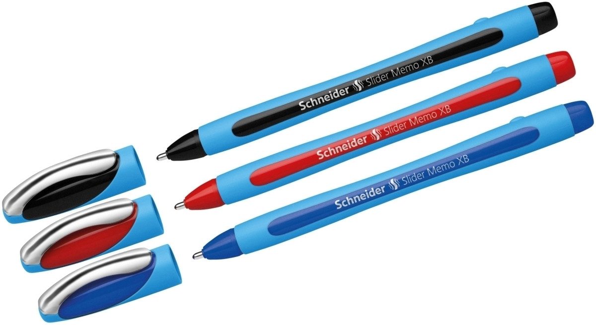 SCHNEIDER Kugelschreiber Kugelschreiber Slider Memo XB Etui mit rot blau schwarz (10 Stück)