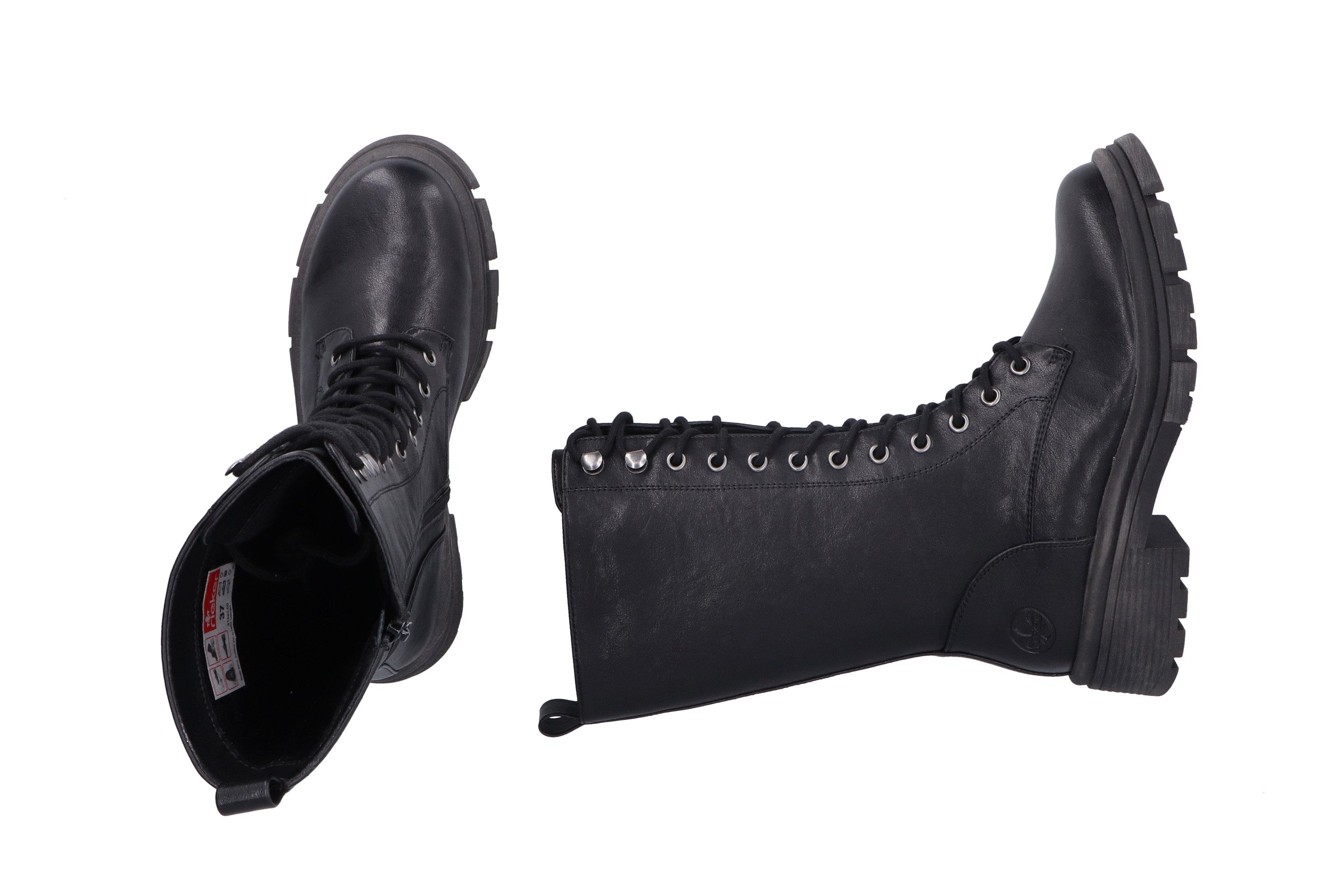 Rieker Schnürstiefel Schnürboots mit Reißverschluss und robuster Profilsohle