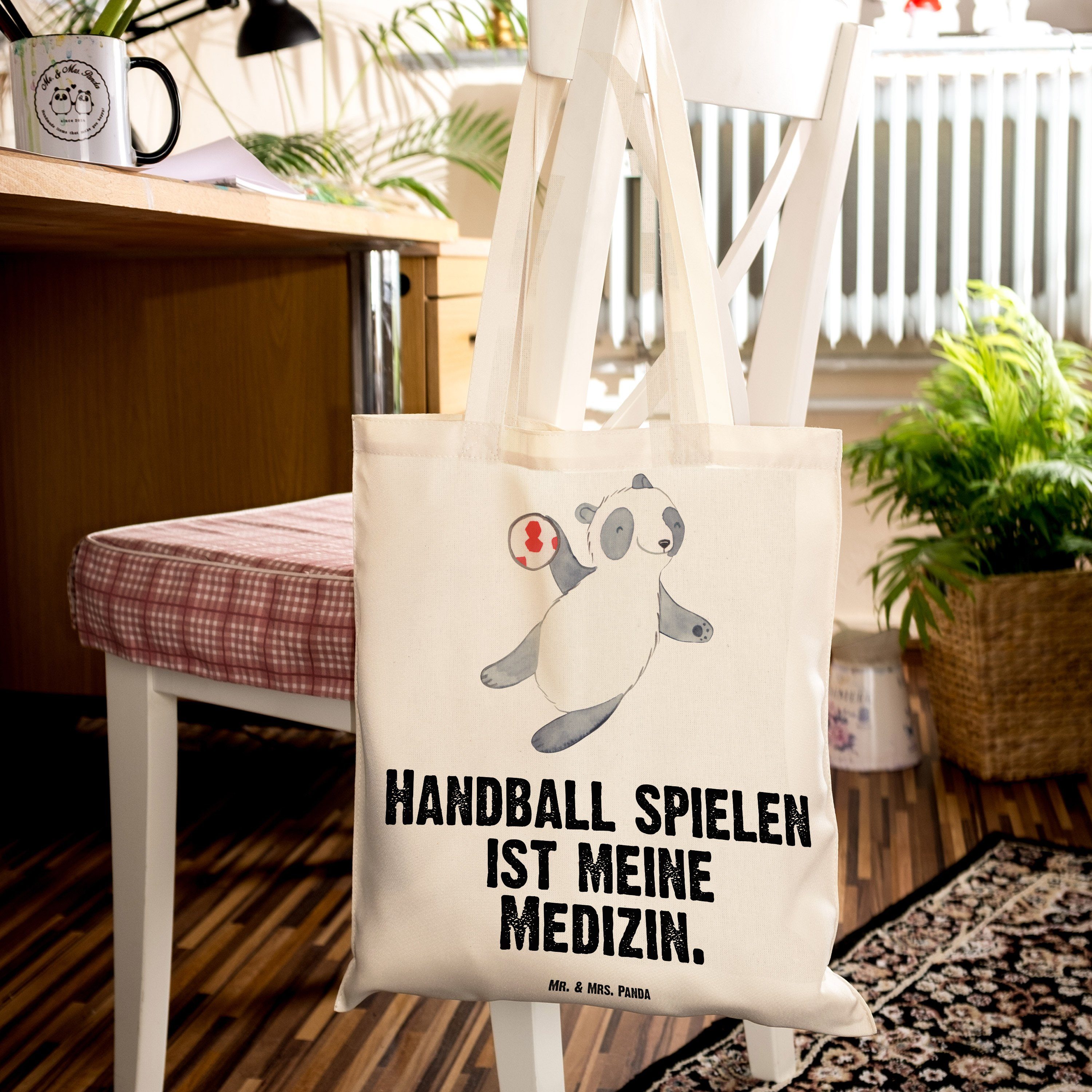 Ha & Mrs. (1-tlg) Transparent Geschenk, - Tragetasche Mr. Schenken, Panda Medizin spielen Panda - Handball