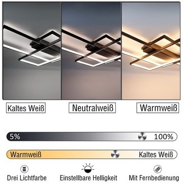 ZMH LED Deckenleuchte Modern Deckenlampe - Große Wohnzimmerlampe Dimmbar 88W, LED fest integriert, 3000-6000k, Deckenbeleuchtung für Wohnzimmer Büro, Schwarz