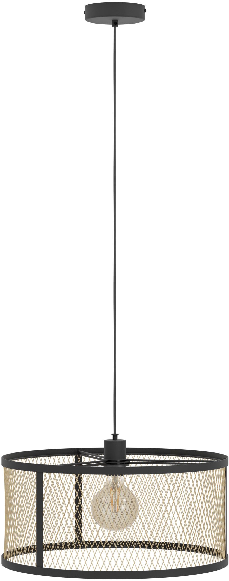 EGLO Hängeleuchte DELLOW Pendellampe - Stahl - E27 - 1X40W - IP20, ohne Leuchtmittel, Hängelampe, Deckenlampe, Wohnzimmer, Esszimmer, H110 x Ø45 cm