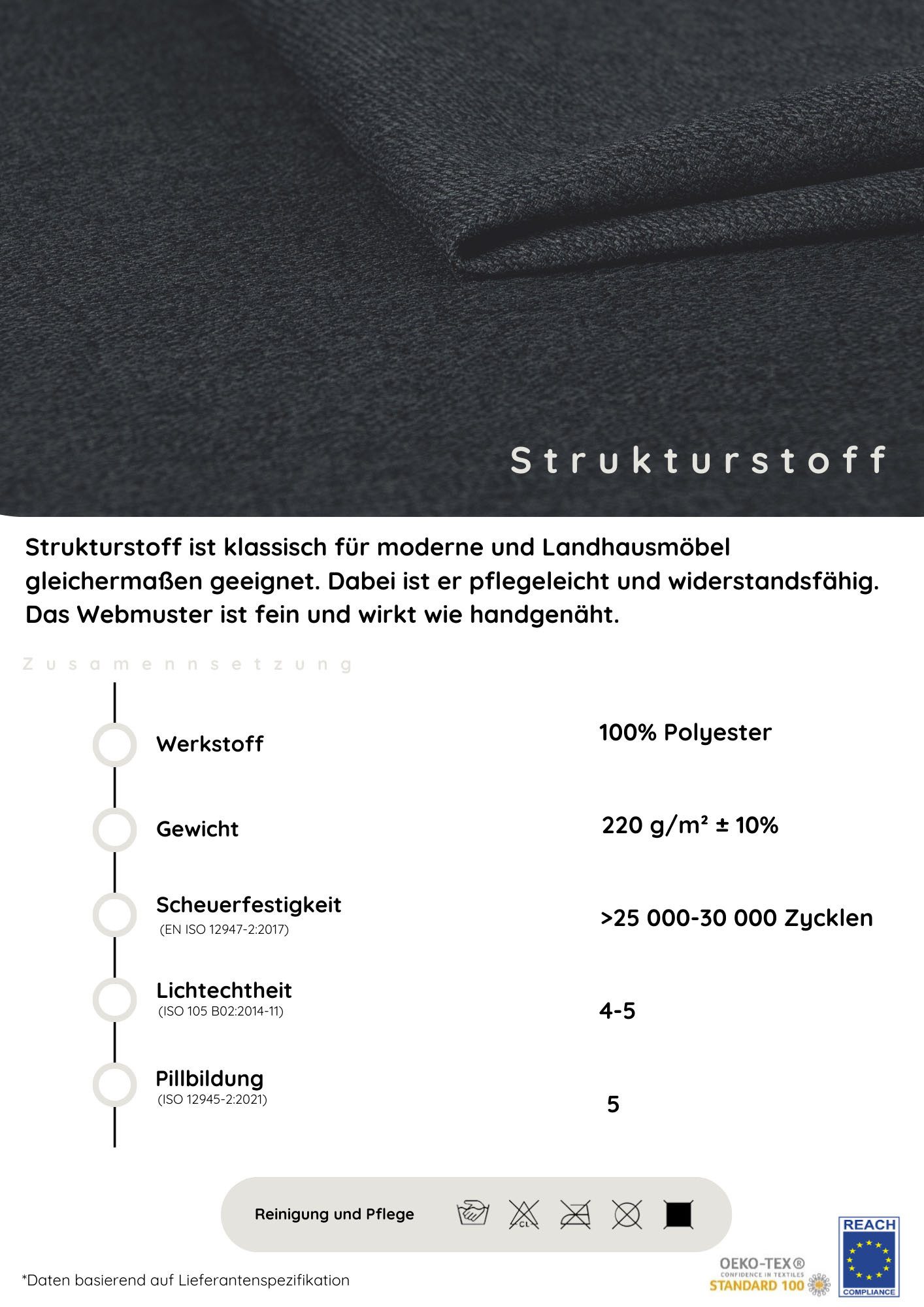 COLLECTION AB Polsterbett CLASSIC mit stabilem Rahmen und schönem Bezug (180 cm x 200 cm), Wahlweise mit Lattenrost und 4 Farben zur Auswahl – Bild 4 von 5