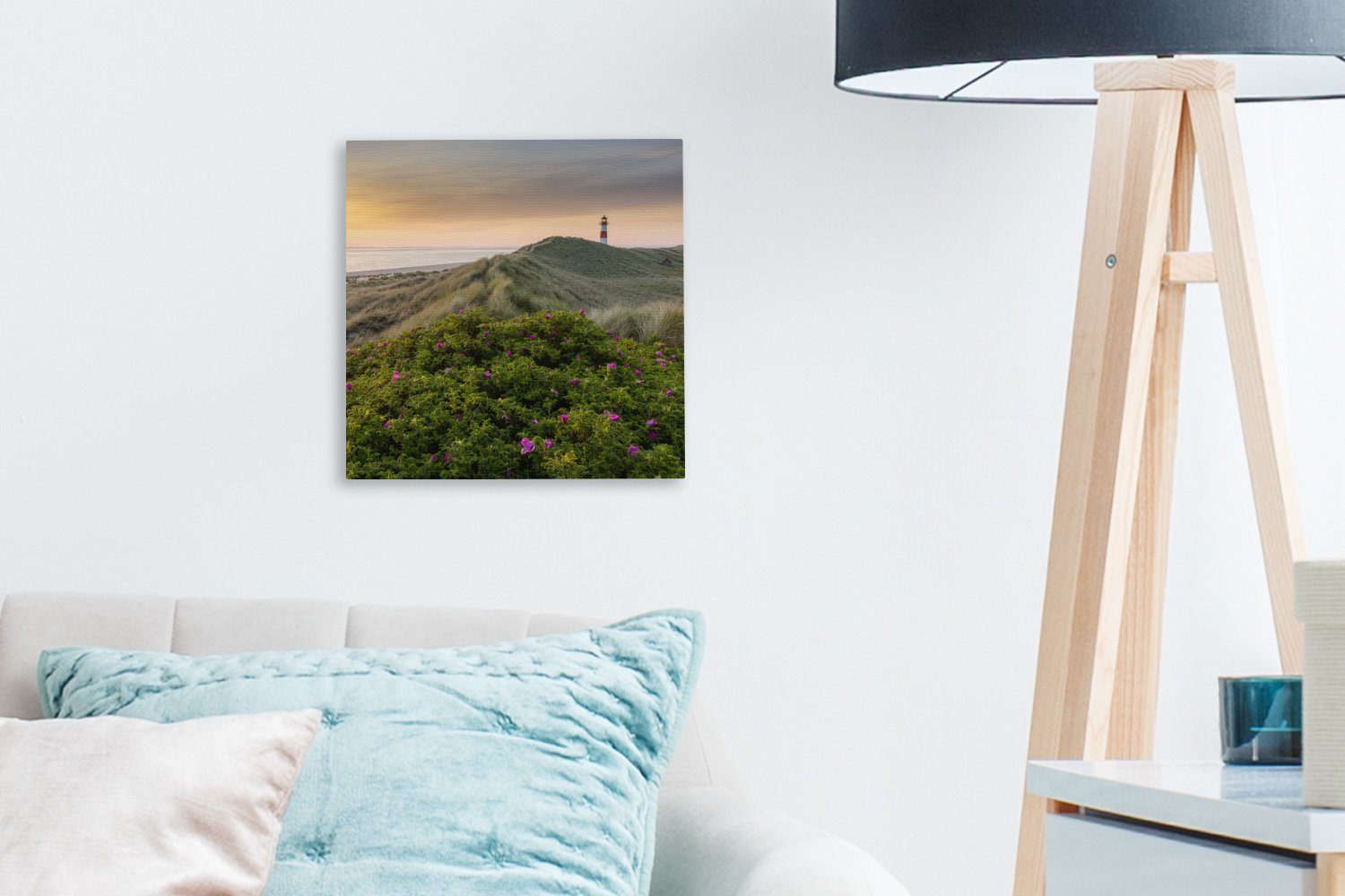 OneMillionCanvasses® Leinwandbild Leuchtturm - Berg Schlafzimmer (1 Leinwand Wasser, für - Bilder Blumen St), - Wohnzimmer