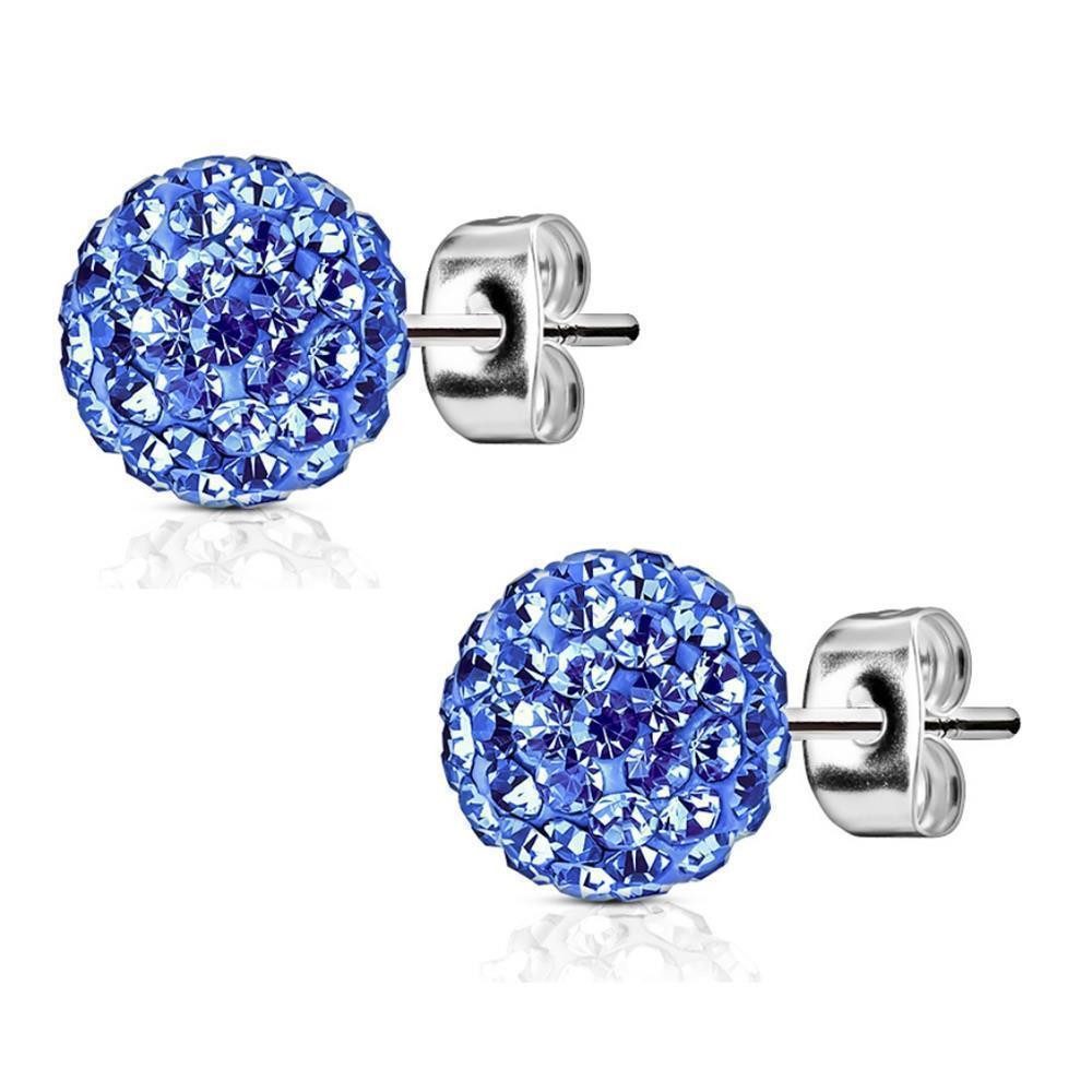Ohrring-Set 5mm BLAU - Ohrstecker Shamballa Silber aus Edelstahl Damen